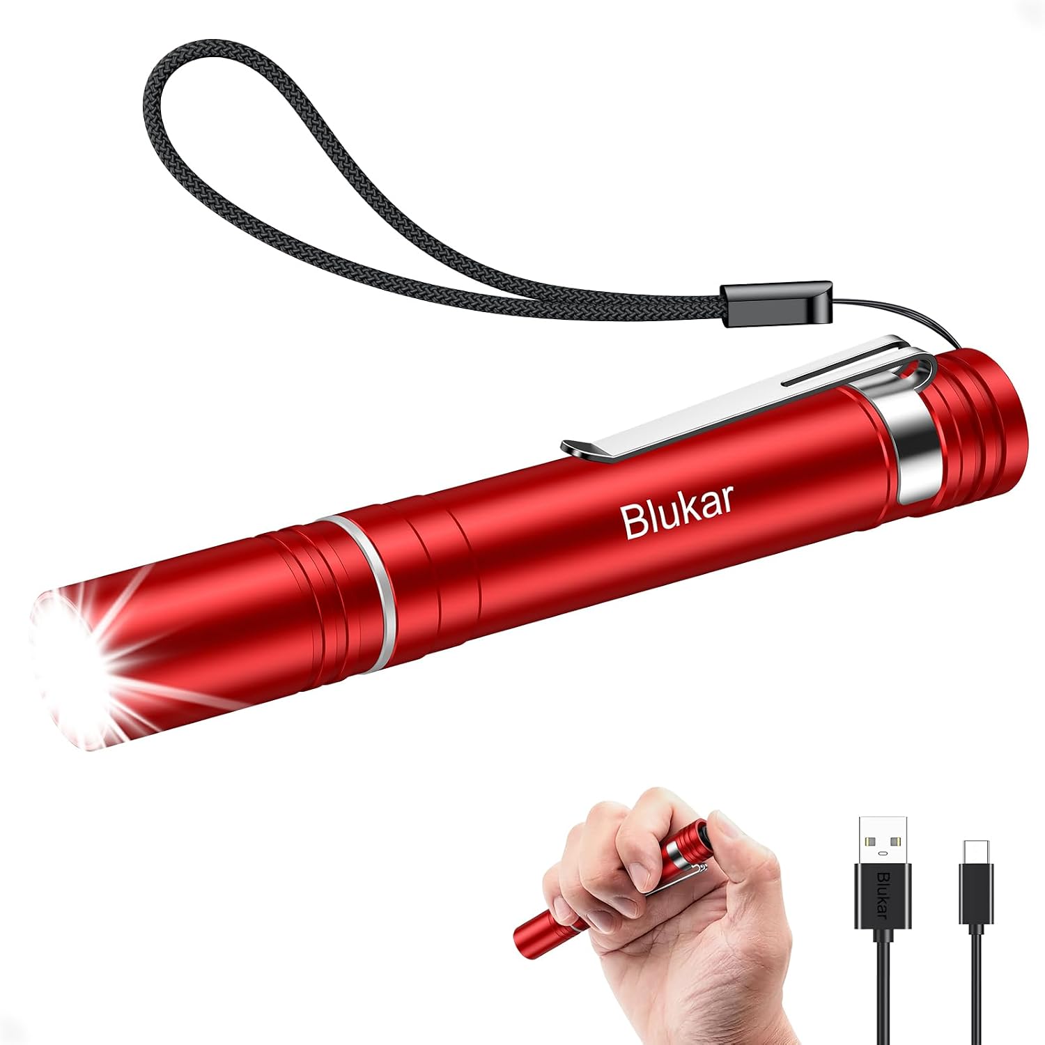 Blukar Mini Lampe Torche Rechargeable, Lampe de Poche Puissante avec Clip