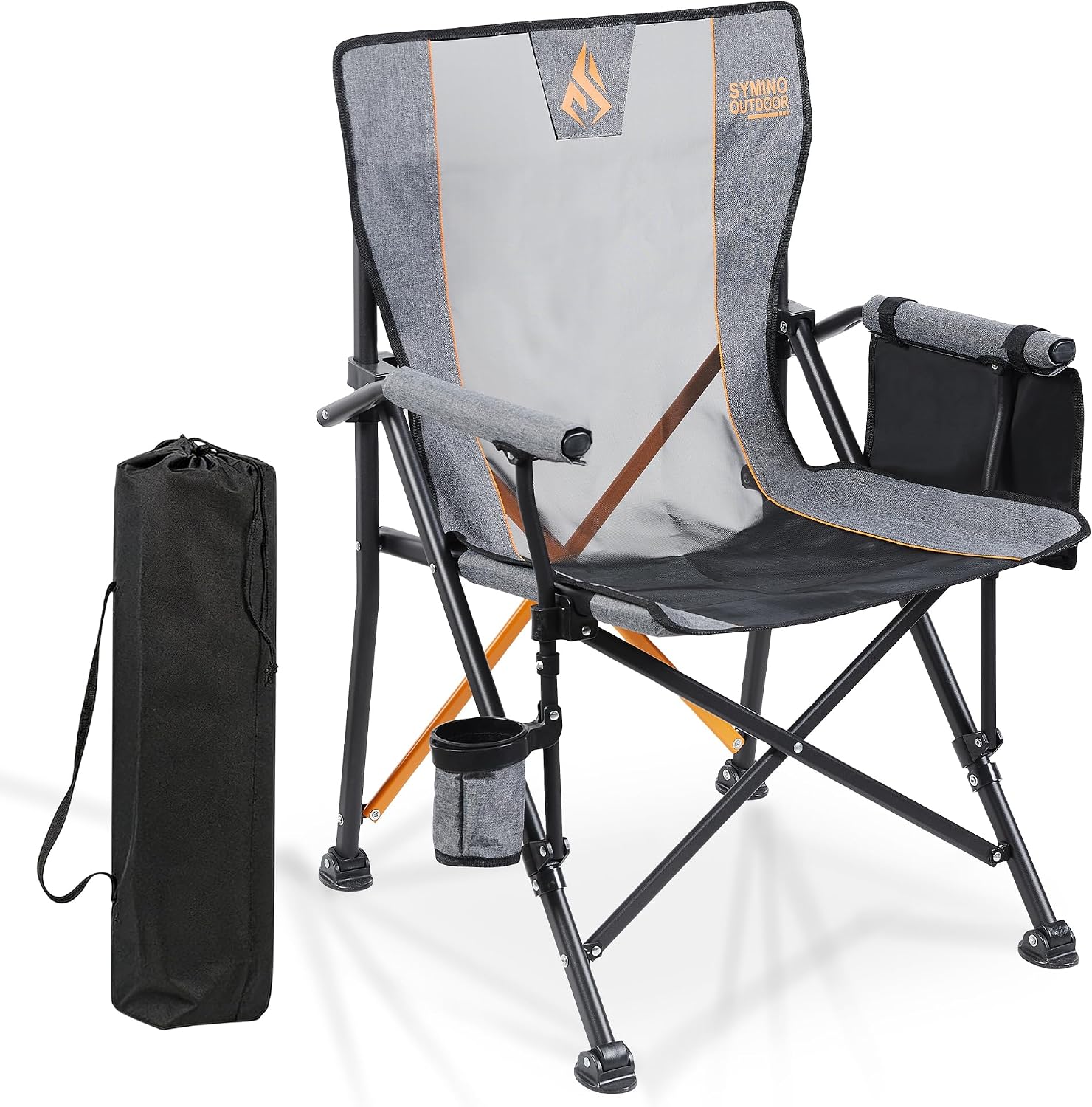 Symino Chaise Pliante Camping – Siège Ultra Large, Capacité 120 kg, Confortable avec Accoudoirs, pour Jardin Plage Pêche – Lot de 1 Jaune