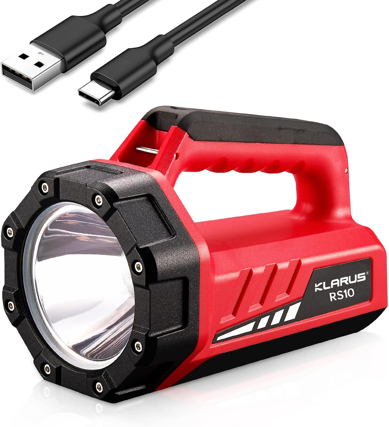 klarus RS10 Lampe torche puissante rechargeable 800 lumens avec lumière COB blanc/rouge 8000 mAh, batterie externe 8000 mAh, 7 modes de lumière pour urgences, randonnée, usage domestique