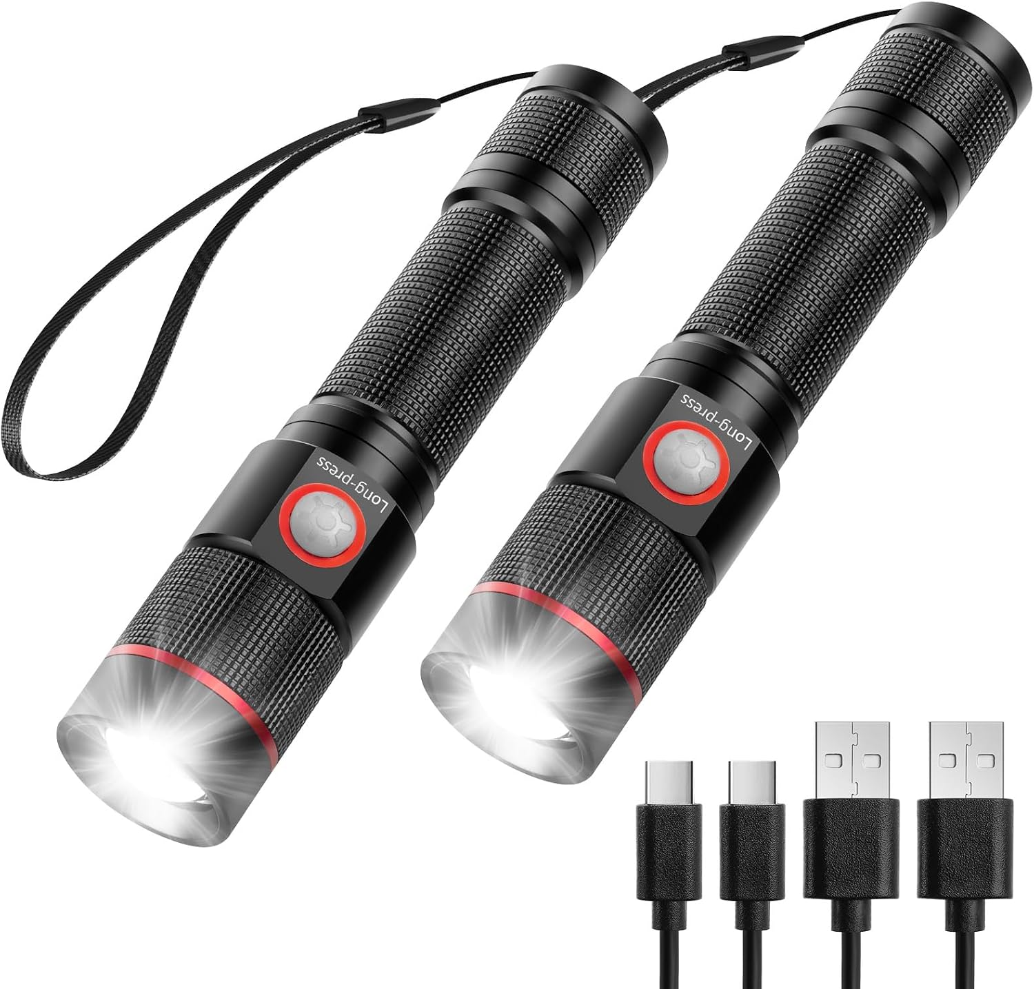 Lepro Lampe Torche Rechargeable USB C Zoomable 5 Modes D’éclairage Lot de 2