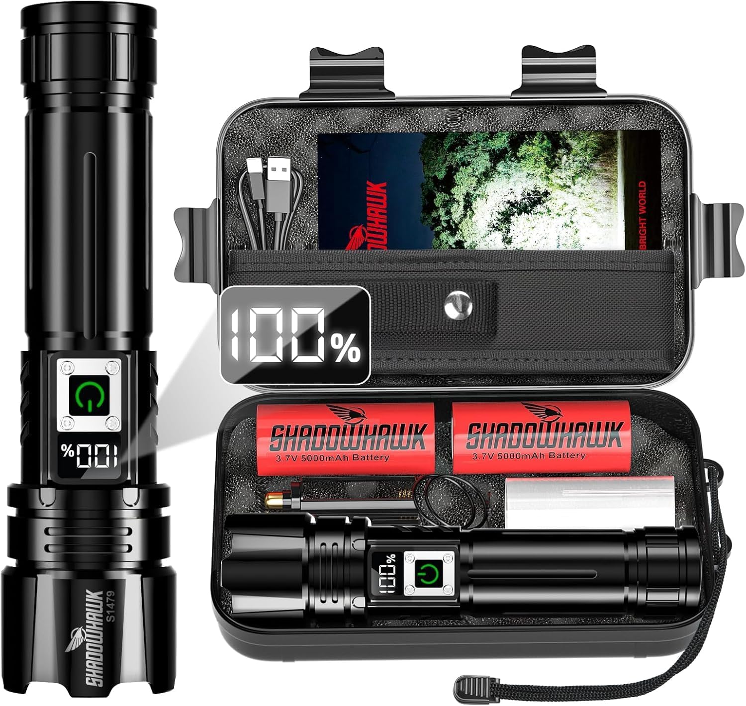Shadowhawk Lampe Torche Led Ultra Puissante 1000000 Lumens  Rechargeable