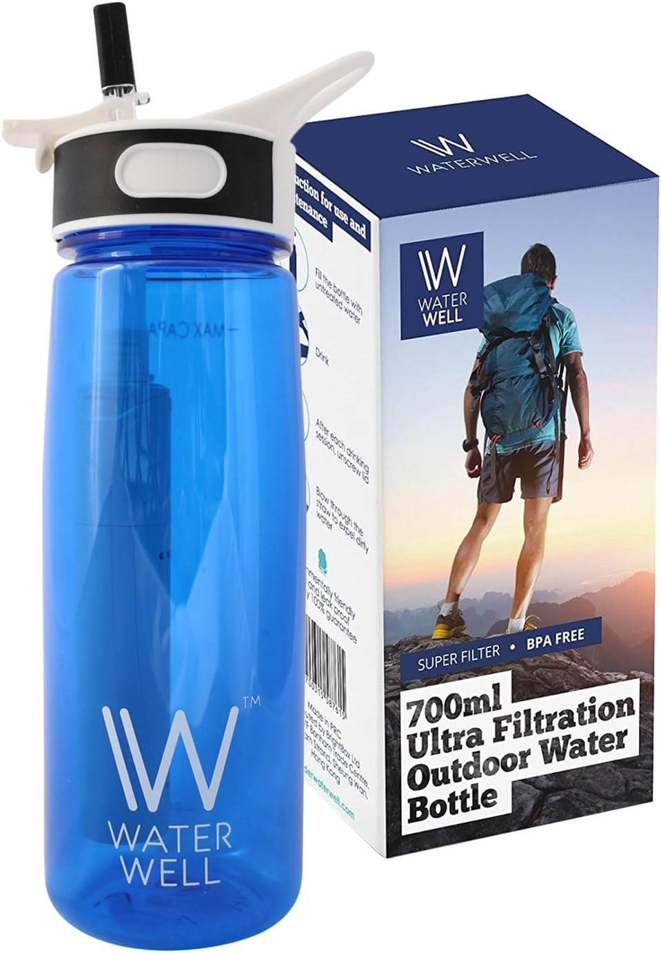 Purifie l'eau en éliminant 99,9% des bactéries et parasites d'origine hydrique // 1500 Litres 700ml // Filtration Ultra de la Paille et Bouteille Fibres de Membrane de Filtration d'Eau et de Filtre