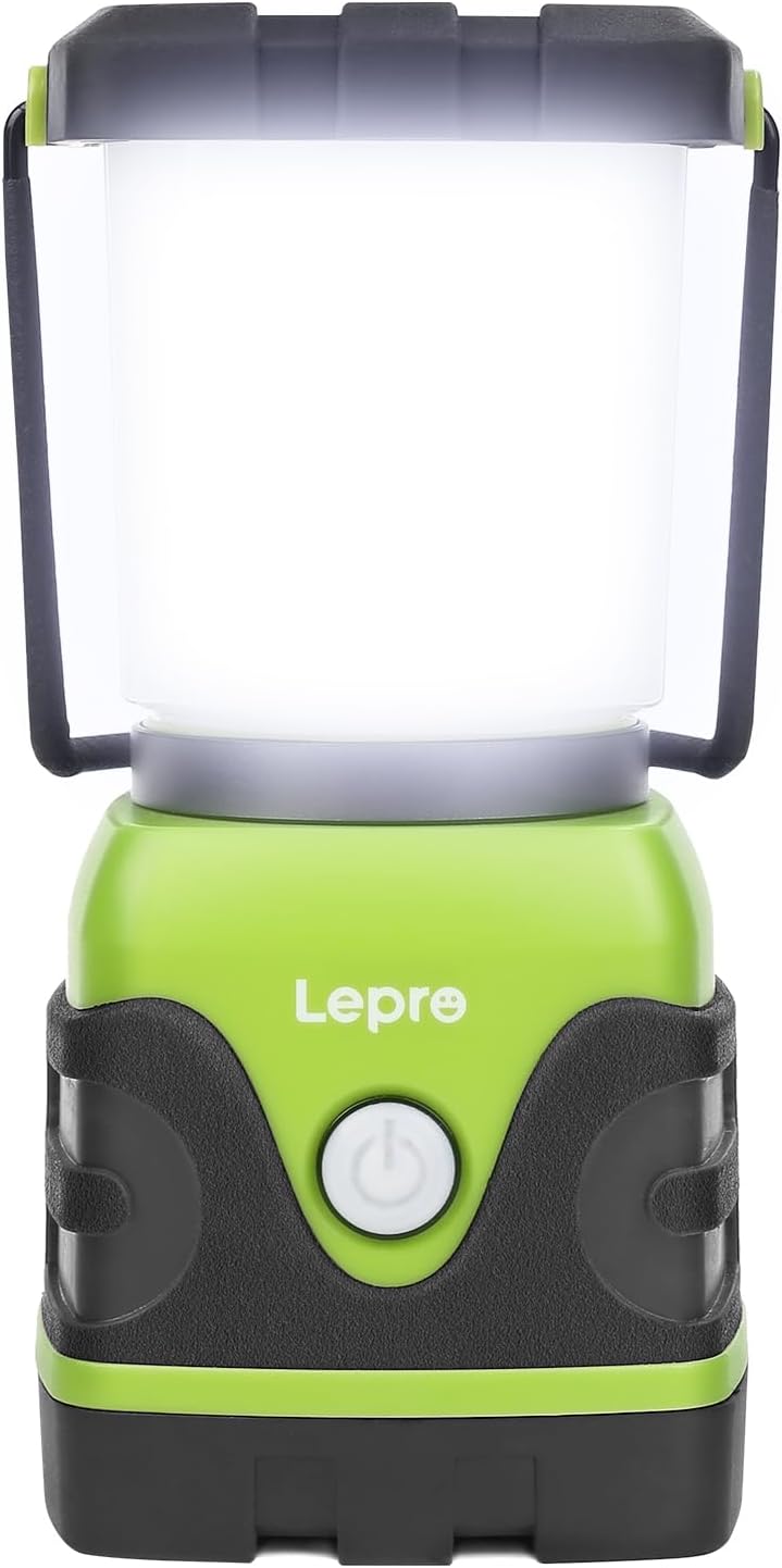 Lepro Lampe Camping Pile 1500 lm IPX4, 4 Modes Dimmable, IPX4 Etanche
