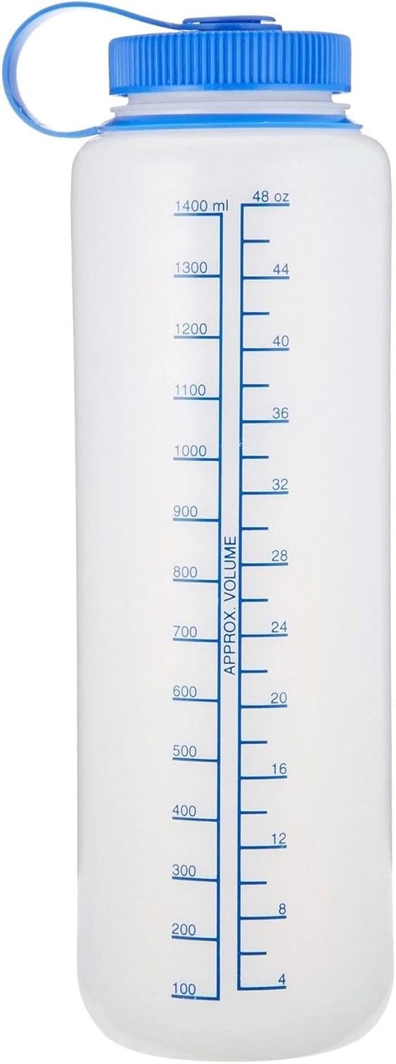 Nalgene 48 Ounces Grey Silo Everyday Wide Mouth Hydration Bottle with Blue Cap by Nalgene