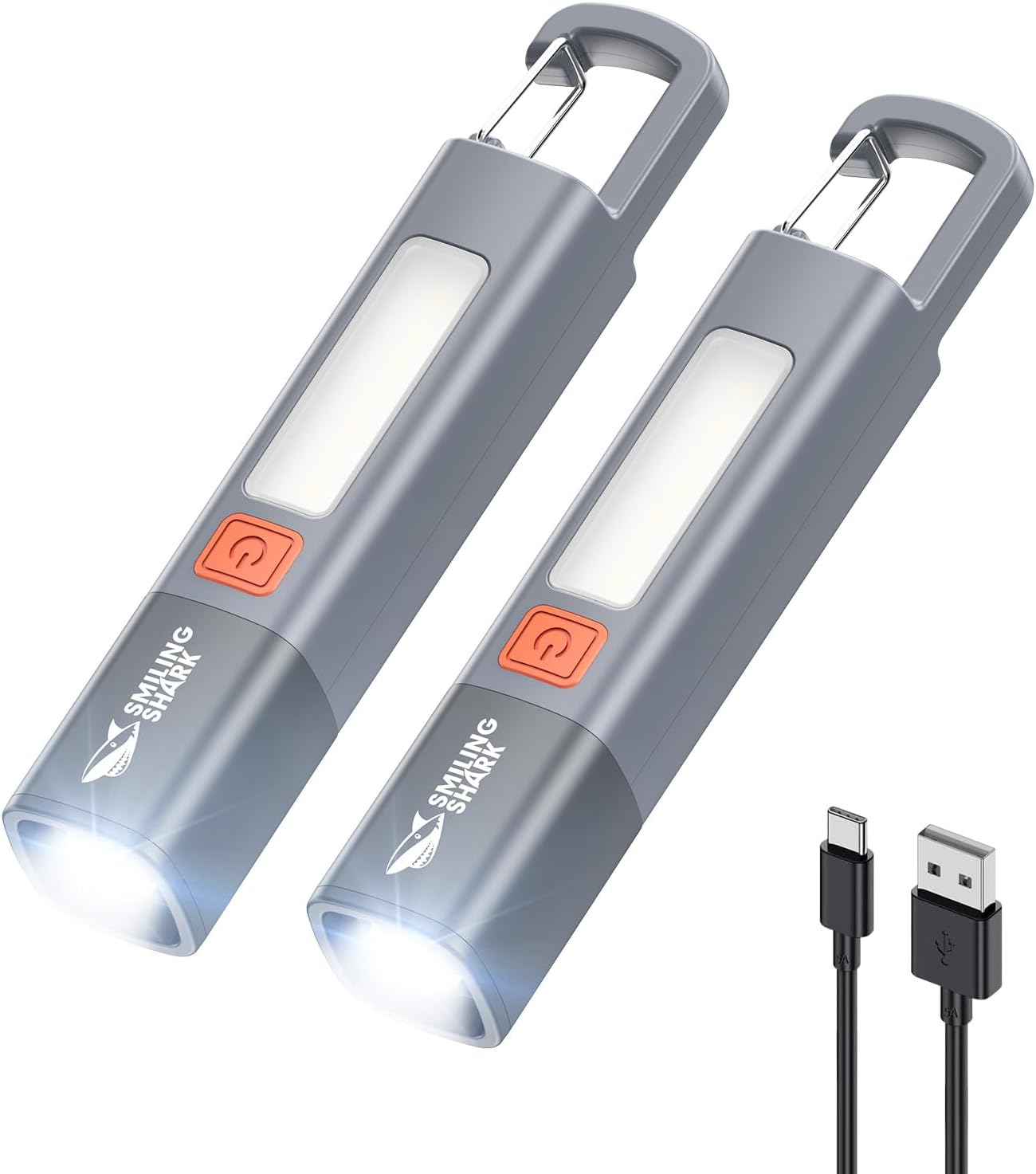Smiling Shark Lampe Torche, G1 Lampe de Poche LED Ultra Puissante Rechargeable avec Feux Latérale COB & 3 Modes Zoomable Étanche Petite Lampe Poche pour Camping/Randonnée/Urgences, Noir
