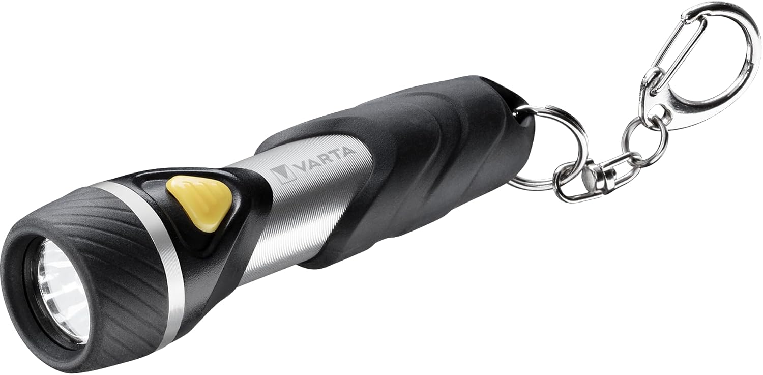 VARTA Lampe Torche LED incl. 1x pile AAA, Day Light Key Chain, lampe de poche à clé pratique, lumière résistante aux chocs, porte-clés idéal pour la maison, l'extérieur
