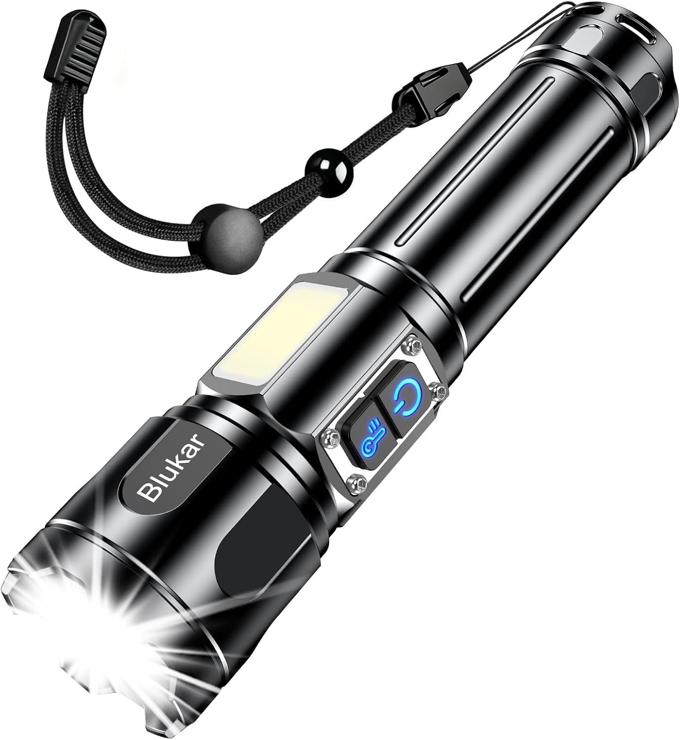 Blukar Lampe Torche 2 Couleurs Ultra Puissante avec Éclairage Latéral COB