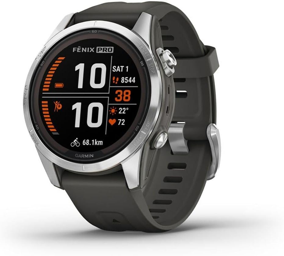 Garmin fēnix 7X Pro Solar, Montre GPS Multisports, Gris/Noir, Boîtier 51mm