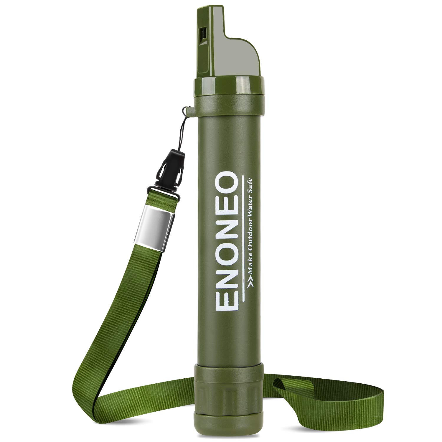 Paille Filtre Eau 1500L Purificateur Eau Survie Paille Filtrante Enlève 99.99% Bactéries et Protozoaires Filtrer à 0,01 Microns avec Sifflet,Boussole pour Randonnée Camping Voyage