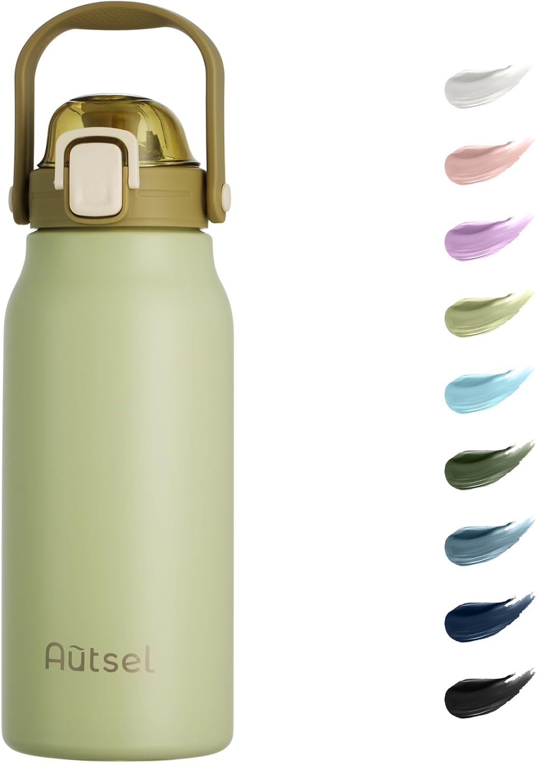 Bouteille Isotherme 1.7L Gourde Inox Isotherme avec Paille Gourde Sport Étanche Gourde Musculation avec Poignée, pour Le Sport, La Randonnée, La Maison, en Plein Air
