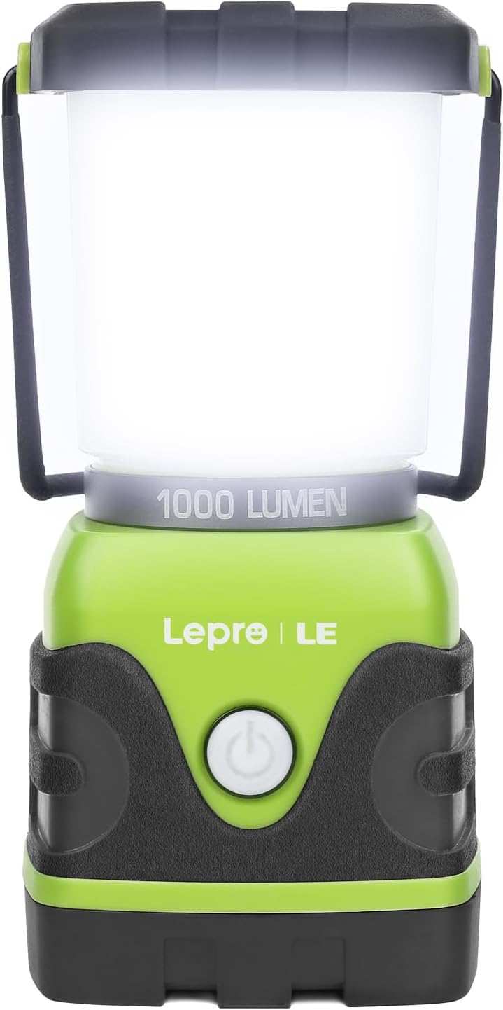 Lepro Lampe Camping Pile 1000 lm IPX4, 4 Modes Dimmable, IPX4 Etanche, 1Pcs
