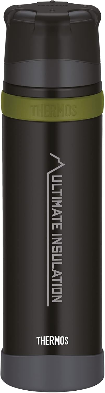 Thermos Mountain Beverage Bottle Bouteille Isotherme, en Acier Inoxydable, 0,75 l, avec gobelet, Chaude 24 h/24 h Froide, légère, Robuste, Bouchon démontable, sans BPA