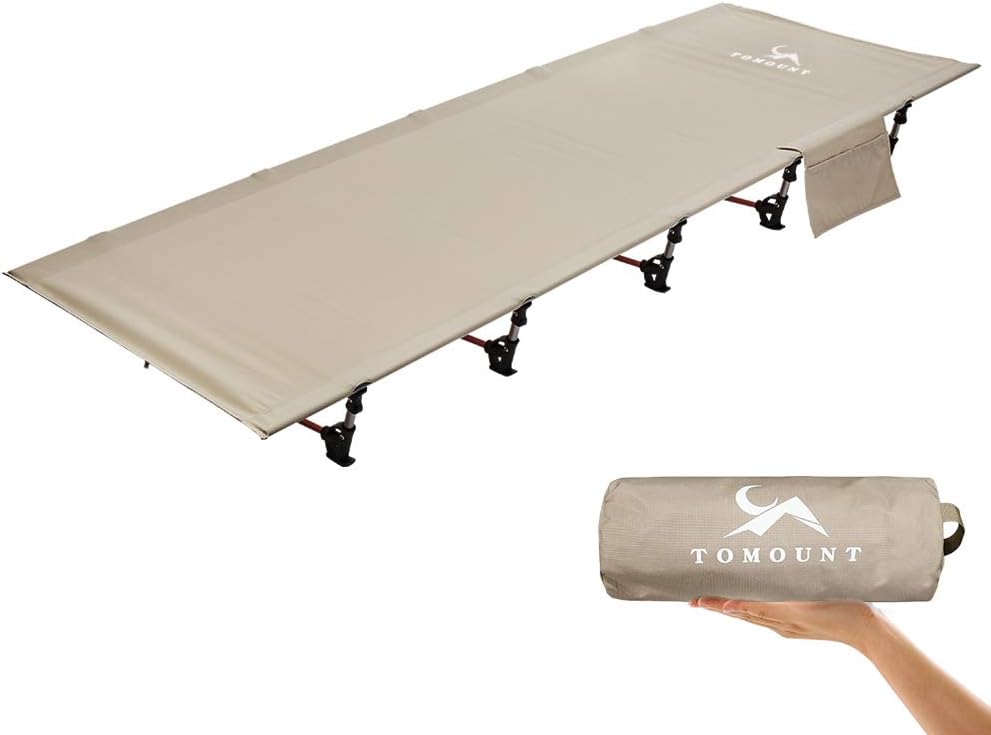 TOMOUNT Lit de Camp Pliant Ultra léger Barres en Aluminium 190 x 70 cm Chaise Longue de Camping compacte et Portable Facile à Construire Lit de Camping résistant tentes, randonnées en Plein
