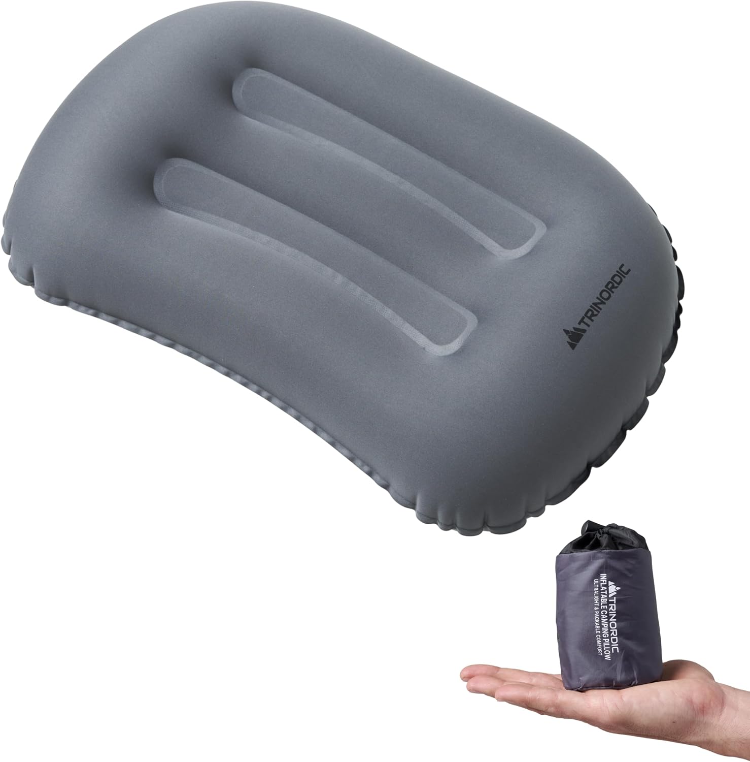 Trinordic Oreiller Gonflable Ultraléger pour Le Camping – Housse Extra Douce et Vanne Réglable – Oreiller de Voyage Confortable et Compact – Coussin Gonflable en Randonnée, Backpacking & Bikepacking