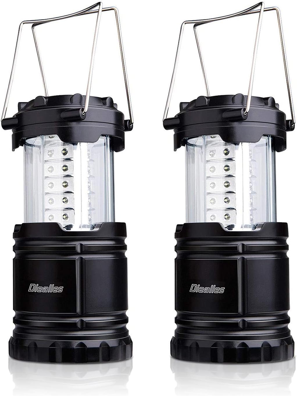 Lampe a Pile, Lot de 2 Ultra Bright Lampe Tempete, Portable Lampe Camping, LED Lanterne Camping pour Randonnée, Jardin, Pêche, Lumière d'urgence, Les Activités en Extérieur