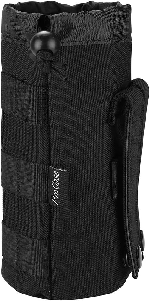 ProCase Poches de Sac à Dos de Randonnée pour Bouteille d’Eau, Porte-Bouteille Tactique Militaire avec Cordon Supérieur et Fond en Filet, Poche Portable pour Le Camping et Les Voyages-Noir