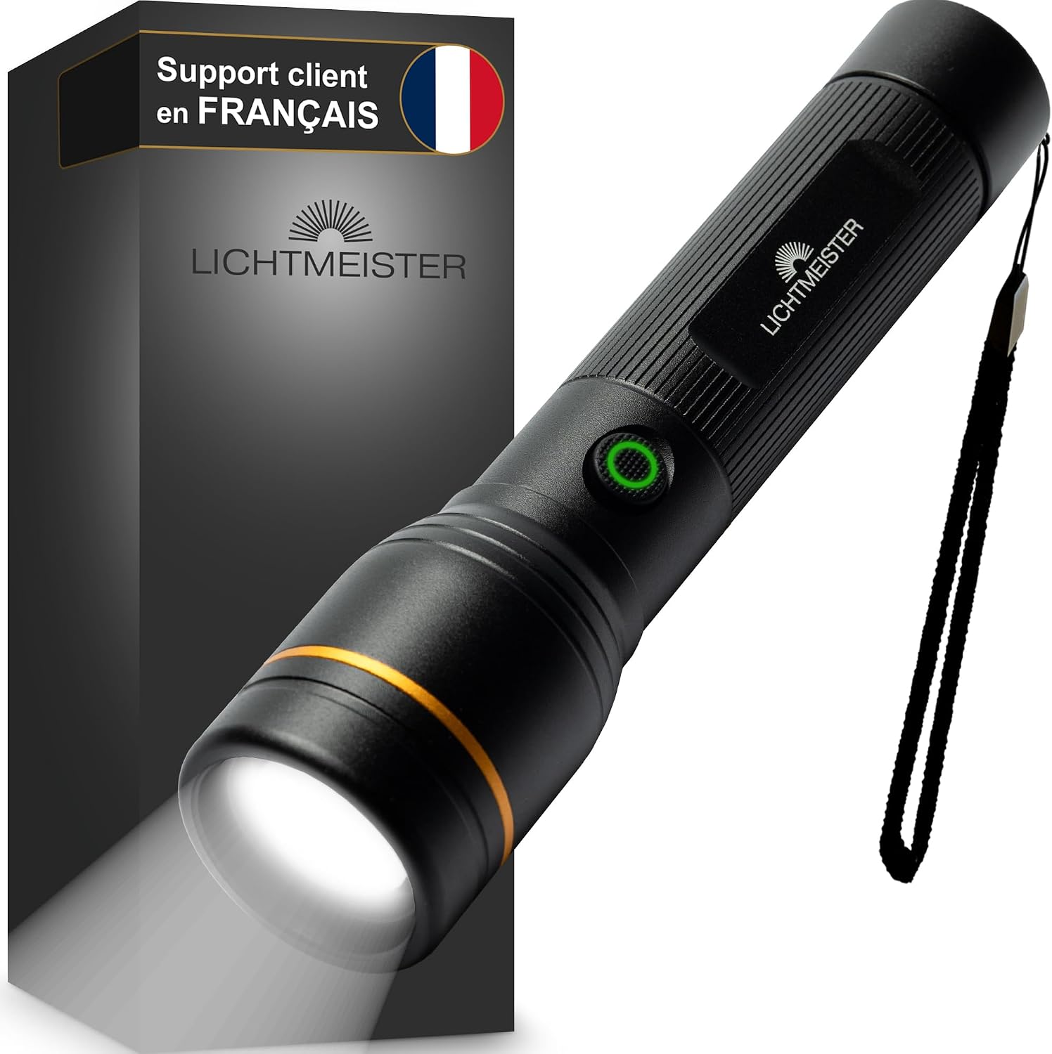 LICHTMEISTER Lampe frontale (1000 lumens, batterie 3600 mAh) - Lampe LED rechargeable extrêmement lumineuse