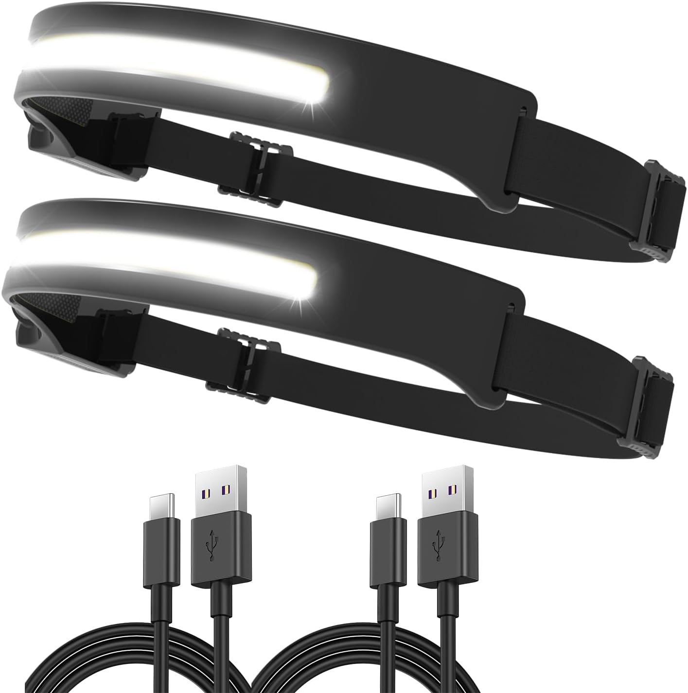 Vokida 2x Lampe Frontale Super Brillante Rechargeable USB Étanche
