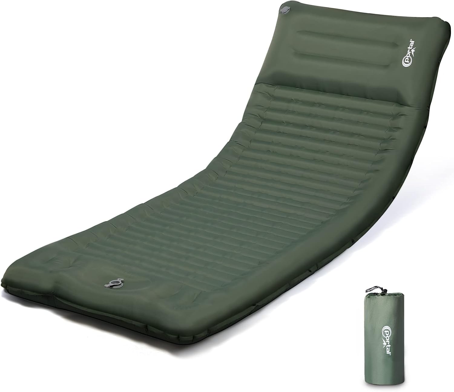 Portal Matelas de camping simple de 10 cm d'épaisseur avec pompe à pied, tapis de camping gonflable, matelas de tente gonflable, lit gonflable de camping pour adultes, tapis roulant, sac à dos