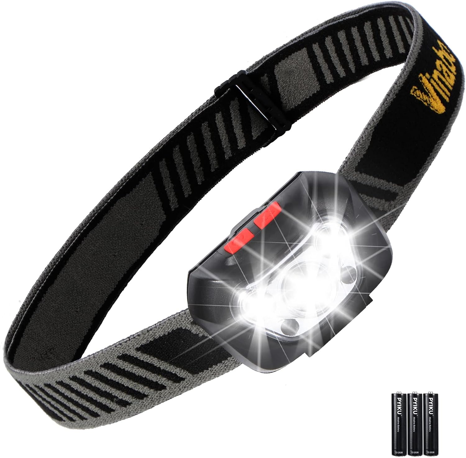 Vinabo Lampe Frontale LED 500 lm, 6 Modes, 3 Piles AAA Incluses