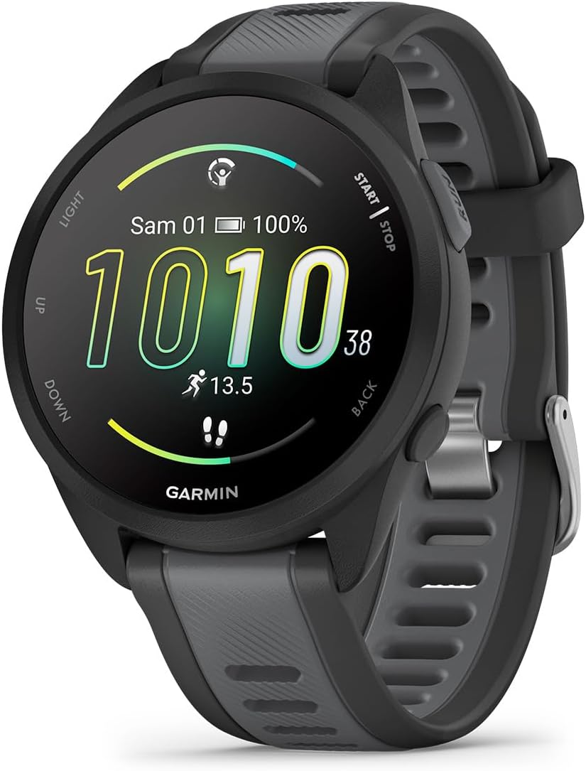 Garmin Forerunner 165, Montre GPS connectée de Running, Noir/Gris, 43mm