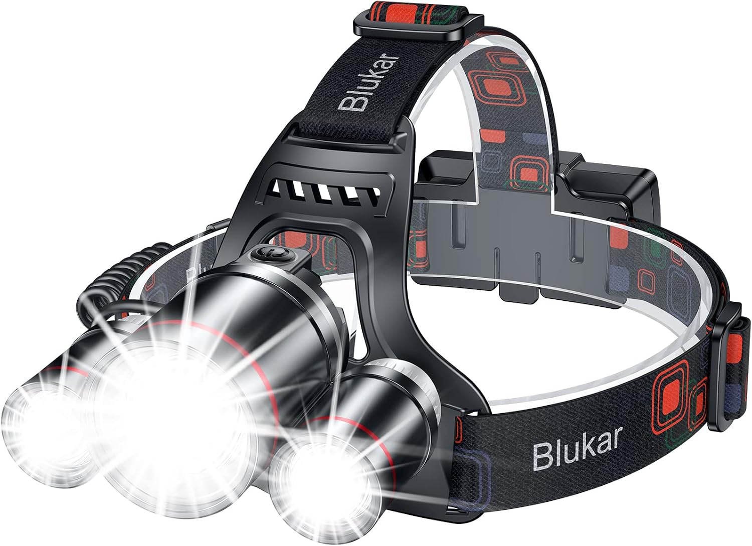 Blukar Lampe Frontale Rechargeable, 8000L Super Lumineux IPX6 Étanche
