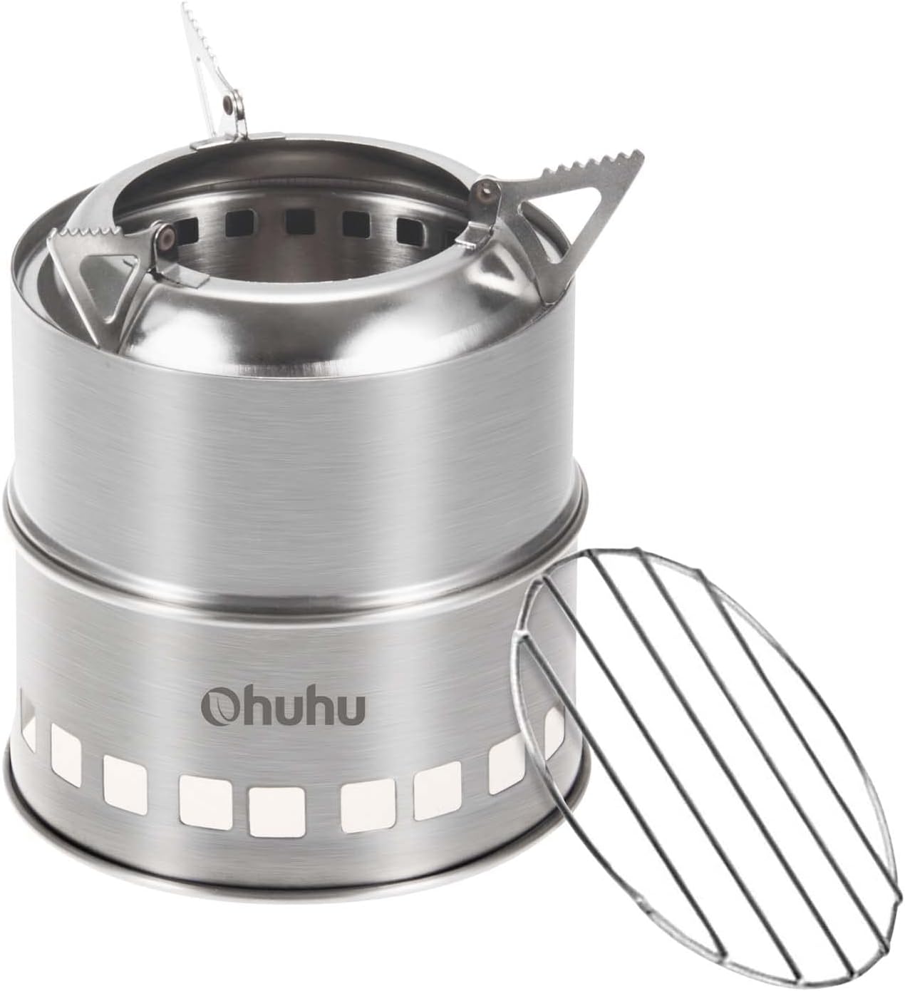 Ohuhu Gravure sur Bois en Acier Inoxydable Portable Réchaud de Camping pour Randonnée Camping Voyage