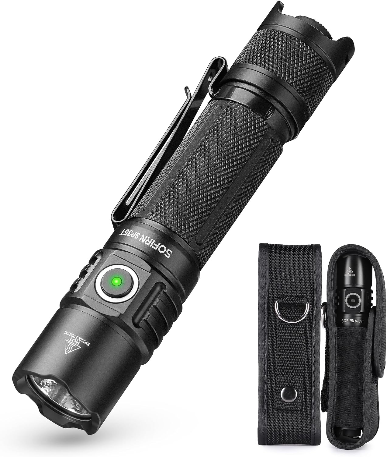 Sofirn SP35T lampe et torche tactique, 3800 lumens, double interrupteur, 8 modes, LED rechargeable IPX8, USB-C