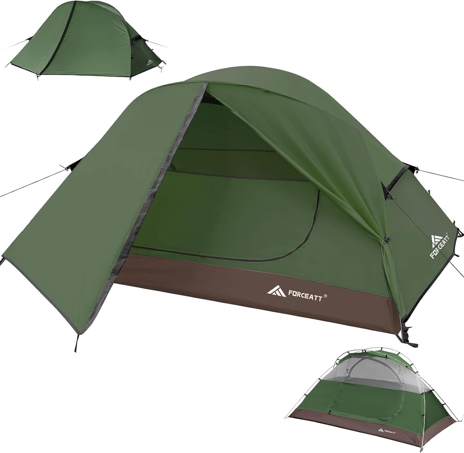 Forceatt Tente 2-3 Personnes en 4 Saisons | Idéal pour Le Camping, La Randonnée | Portes Doubles,Imperméable, Coupe-Vent, Facile à Installer et à Transporter | 4 Couleurs et 2 Tailles.