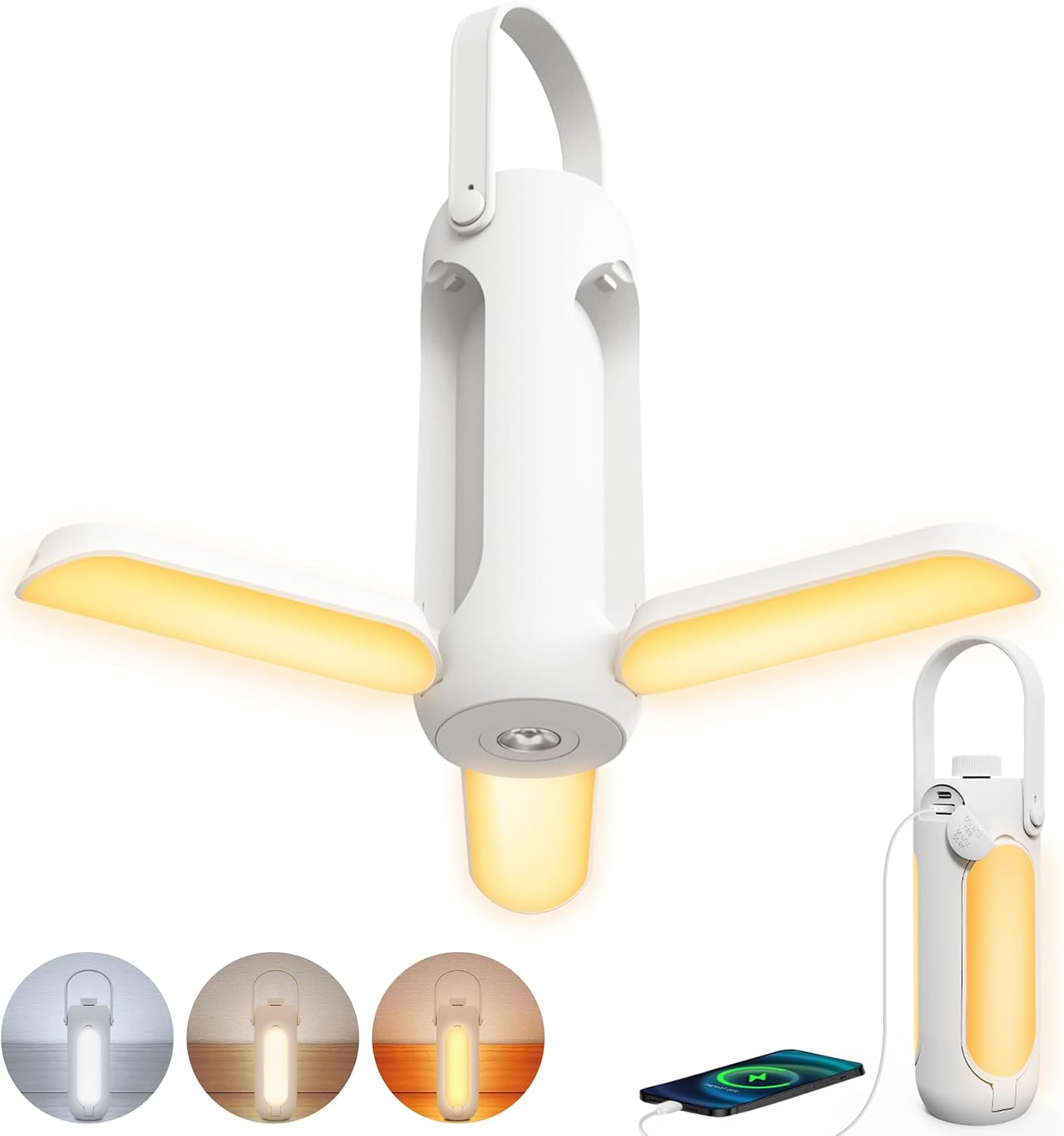 Lampe de Camping Rechargeable, 10000mAh LED Lanterne Camping avec 3 Modes d'Éclairage Réglables pour Tentes, Accessoires de Camping pour Randonnée Pique-nique ou Coupure de Courant, Blanc