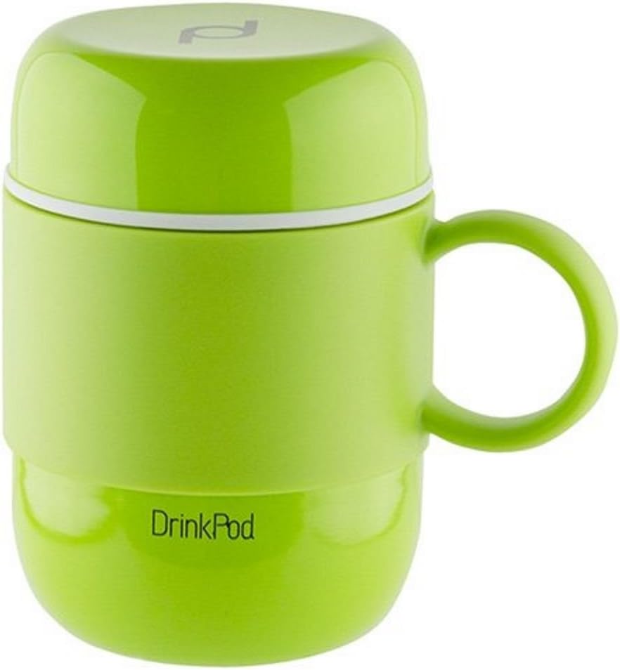 Drink Pod mug isotherme avec manche en acier inoxydable à double paroi sans BPA – 0.28L, rose, 6 heures chaud ou froid