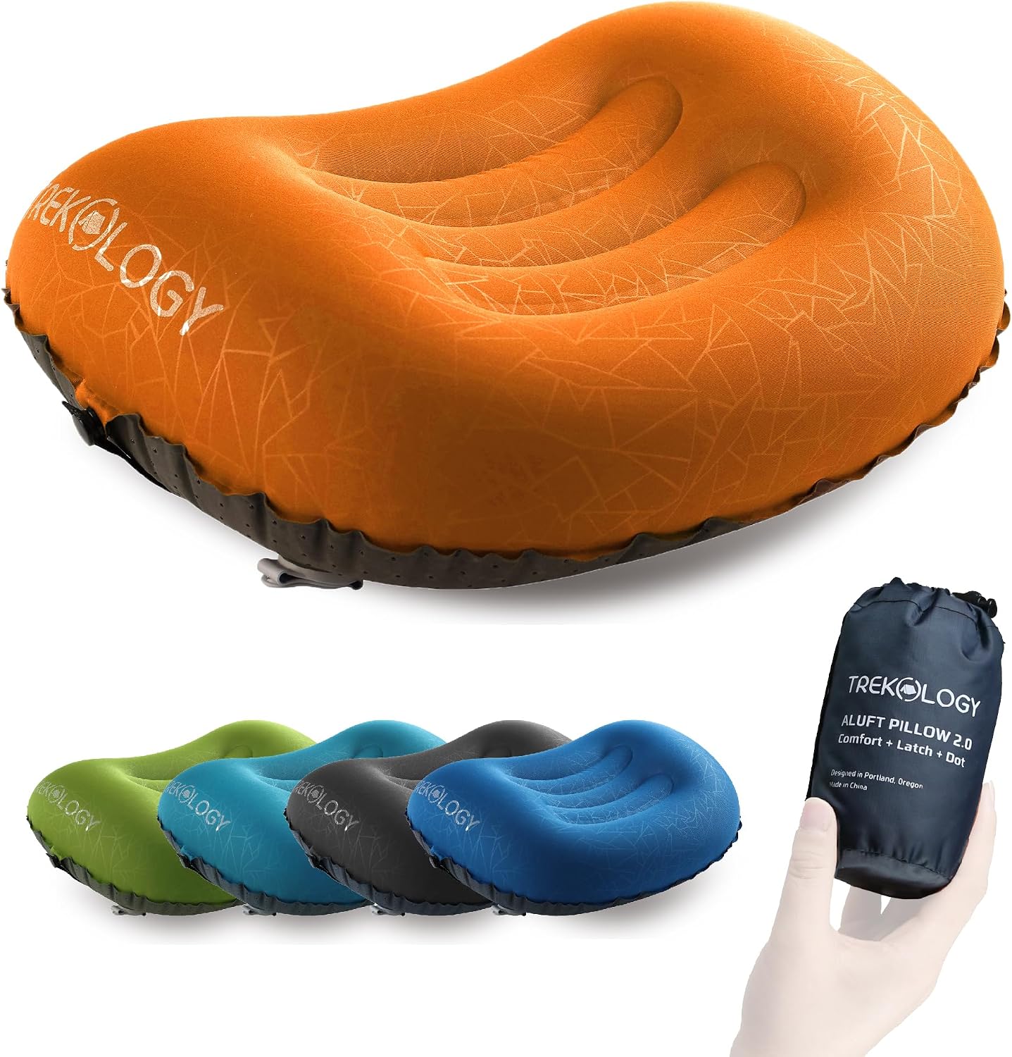 TREKOLOGY Aluft 2.0 Ultralight Gonflable Oreiller Camping - Coussin Gonflable Oreiller pour Soutien du Cou et des Lombaires Pendant Le Voyage, Camping, la Randonnée, Le Trekking - Coussin de Plage