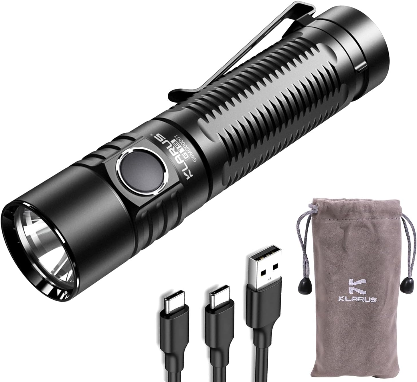 klarus G15 4200 Lampe de Poche Led Ultra Puissante Rechargeable, Lampe Torche,Compacte EDC Interrupteur Latéral Torche avec 5000mAh Batterie + sac en tissu