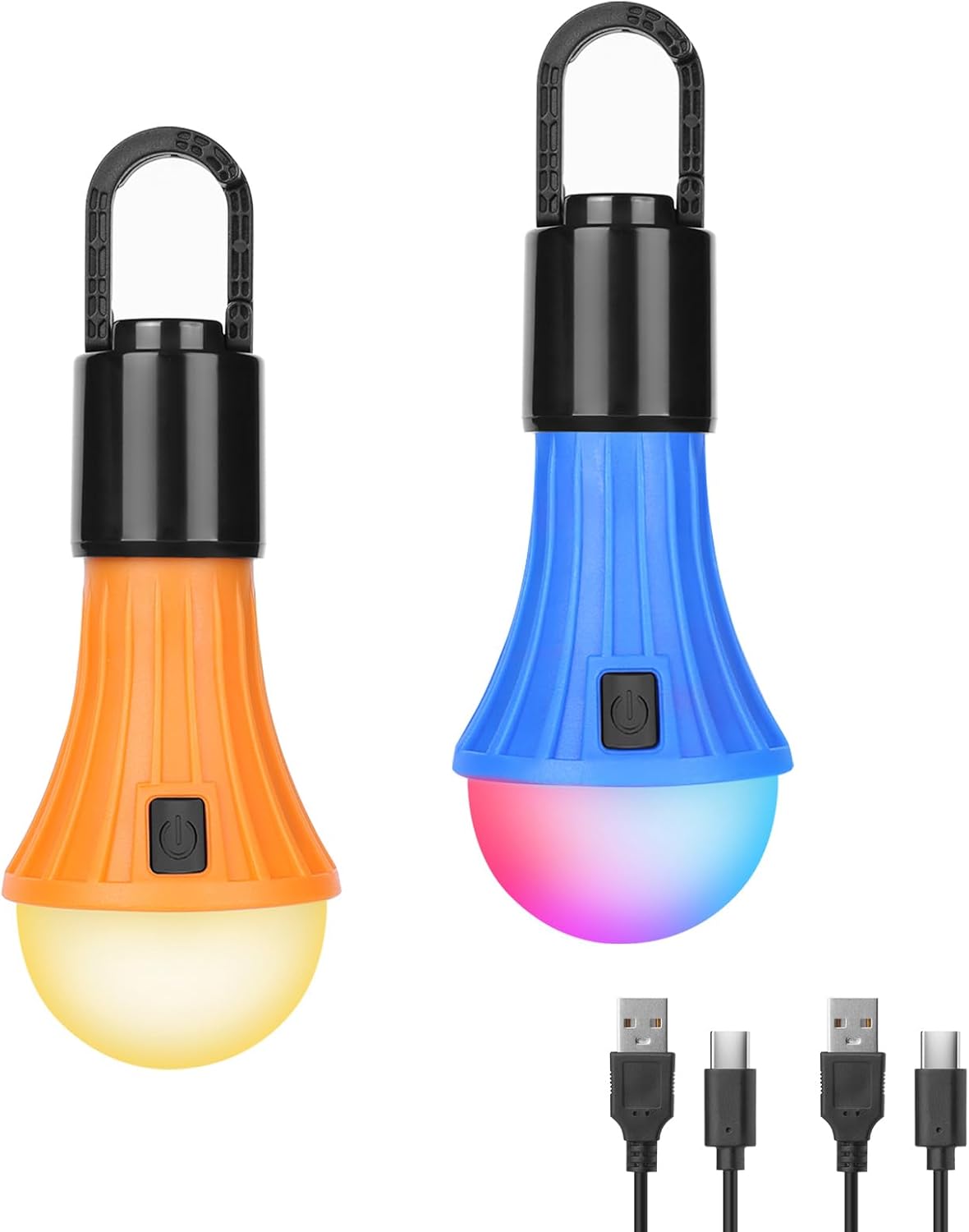 Lepro Lampe Camping Ampoule Rechargeable, 7 modes Blanc et RGB, 2Pcs
