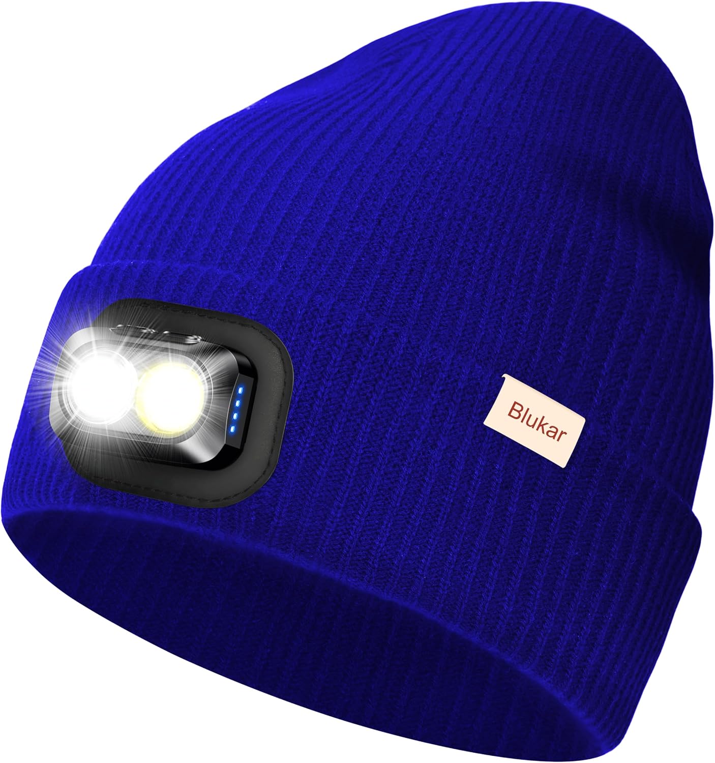 Blukar LED Super Lumineux Bonnet Chapeau Tricoté 2 en 1 pour Course