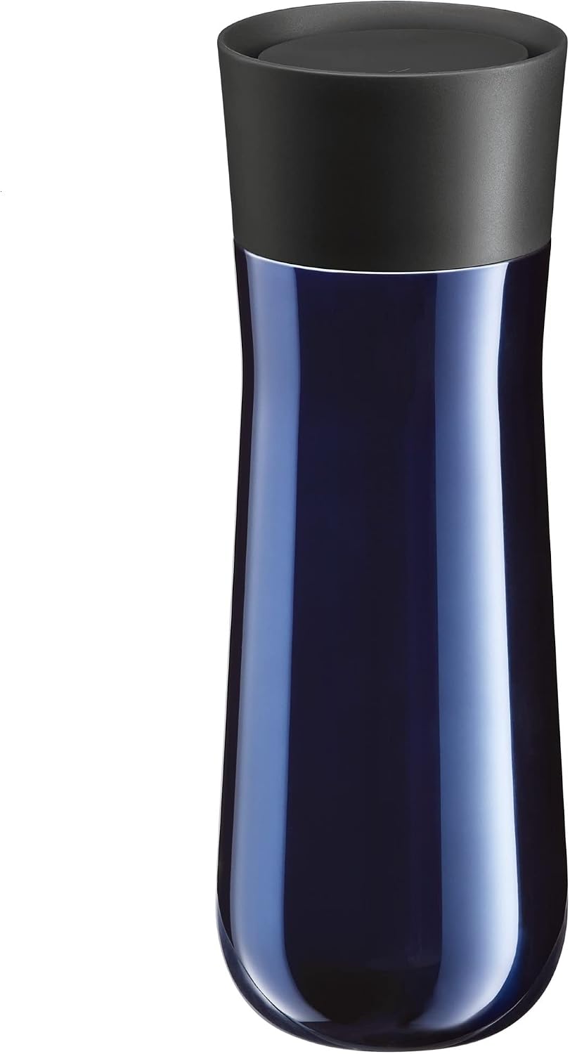 WMF Impulse Gobelet isotherme 350 ml avec fermeture automatique, ouverture à 360°, tasse à café à emporter garde les boissons chaudes pendant 8 h et froides pendant 12 h, argenté
