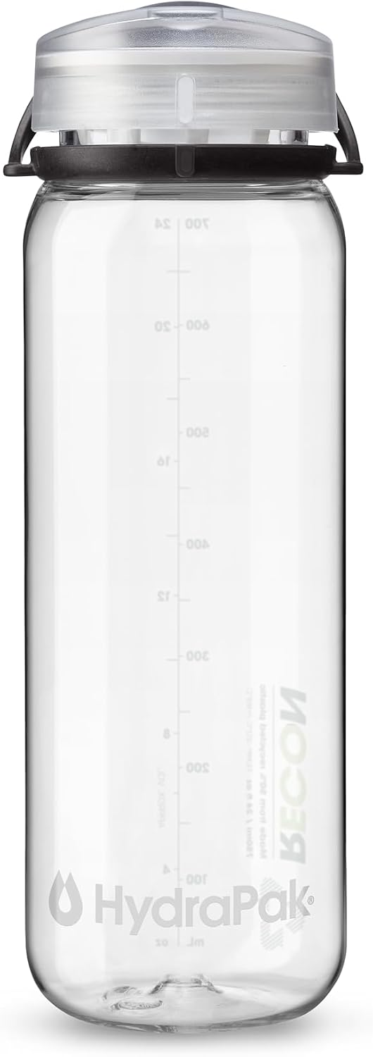 HydraPak Recon Twist & Sip Gourde à Large Goulot (24oz, Noir & Blanc)