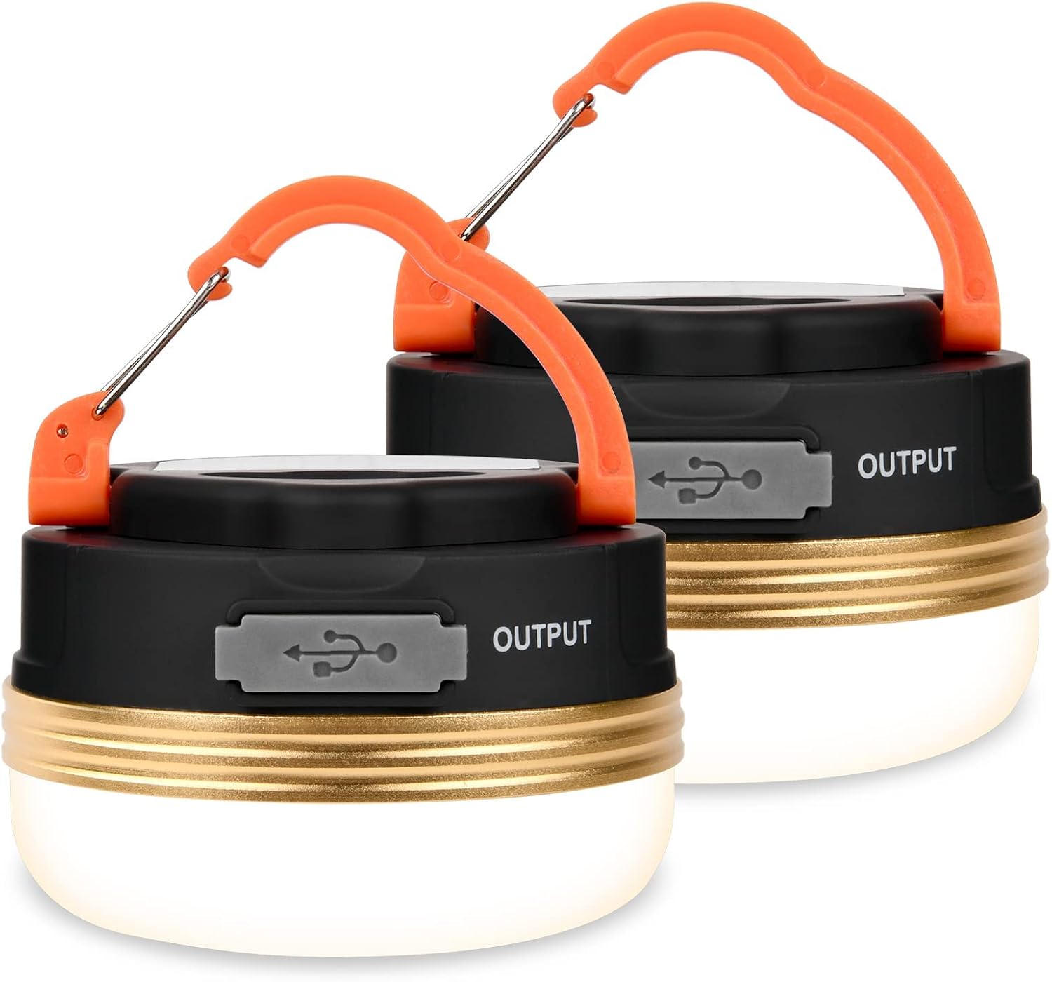 Flintronic Lampes de Camping LED USB Rechargeables, Lumière Tente avec Base Magnétique Tente D'extérieur Portable SOS Light 4 Modes avec Crochet IP43 Étanche pour Randonnée,Pêche,Urgence (2PCS)