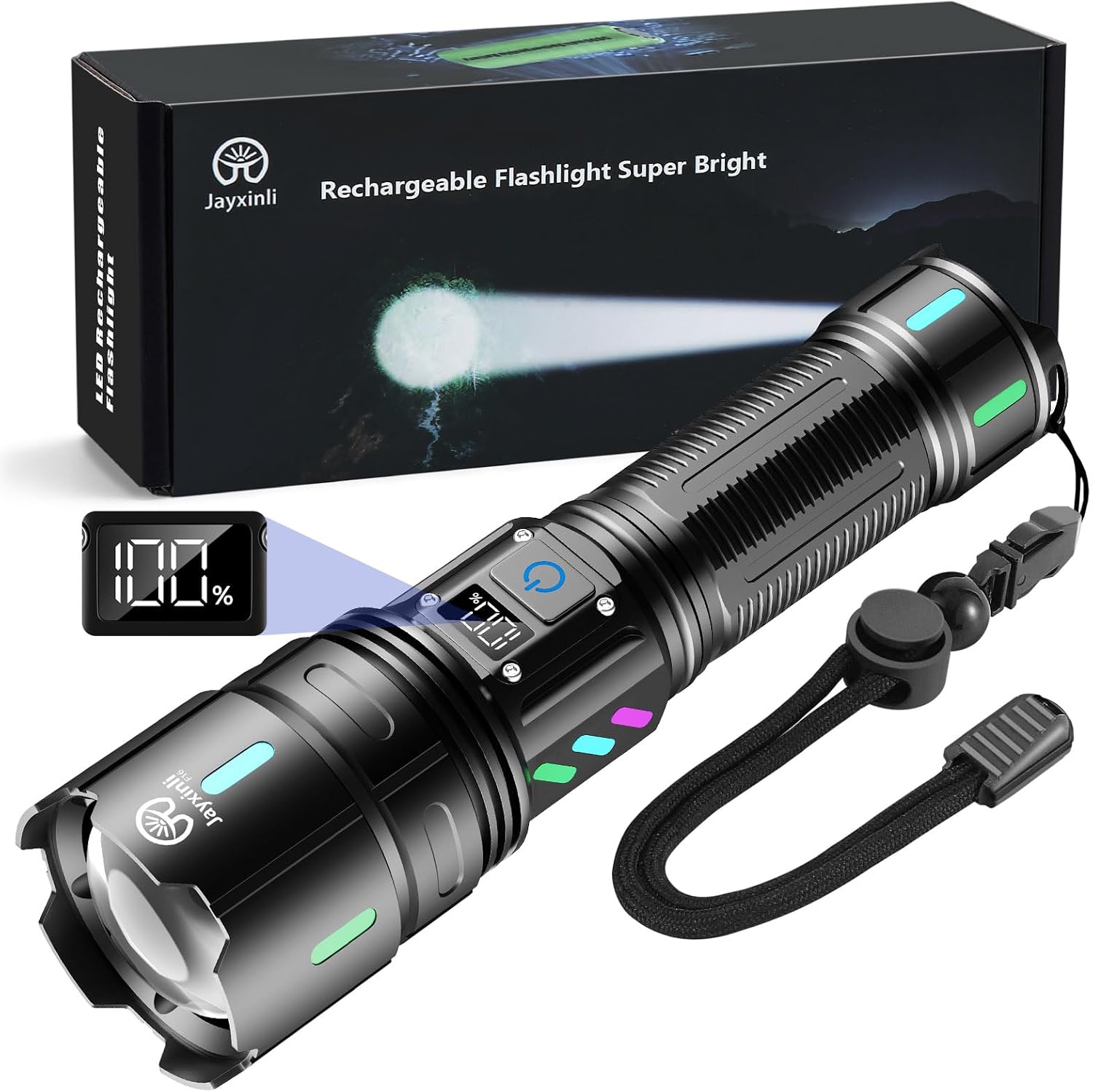 Jayxinli Lampe Torche LED Ultra Puissante 1000000 Lumens Rechargeable