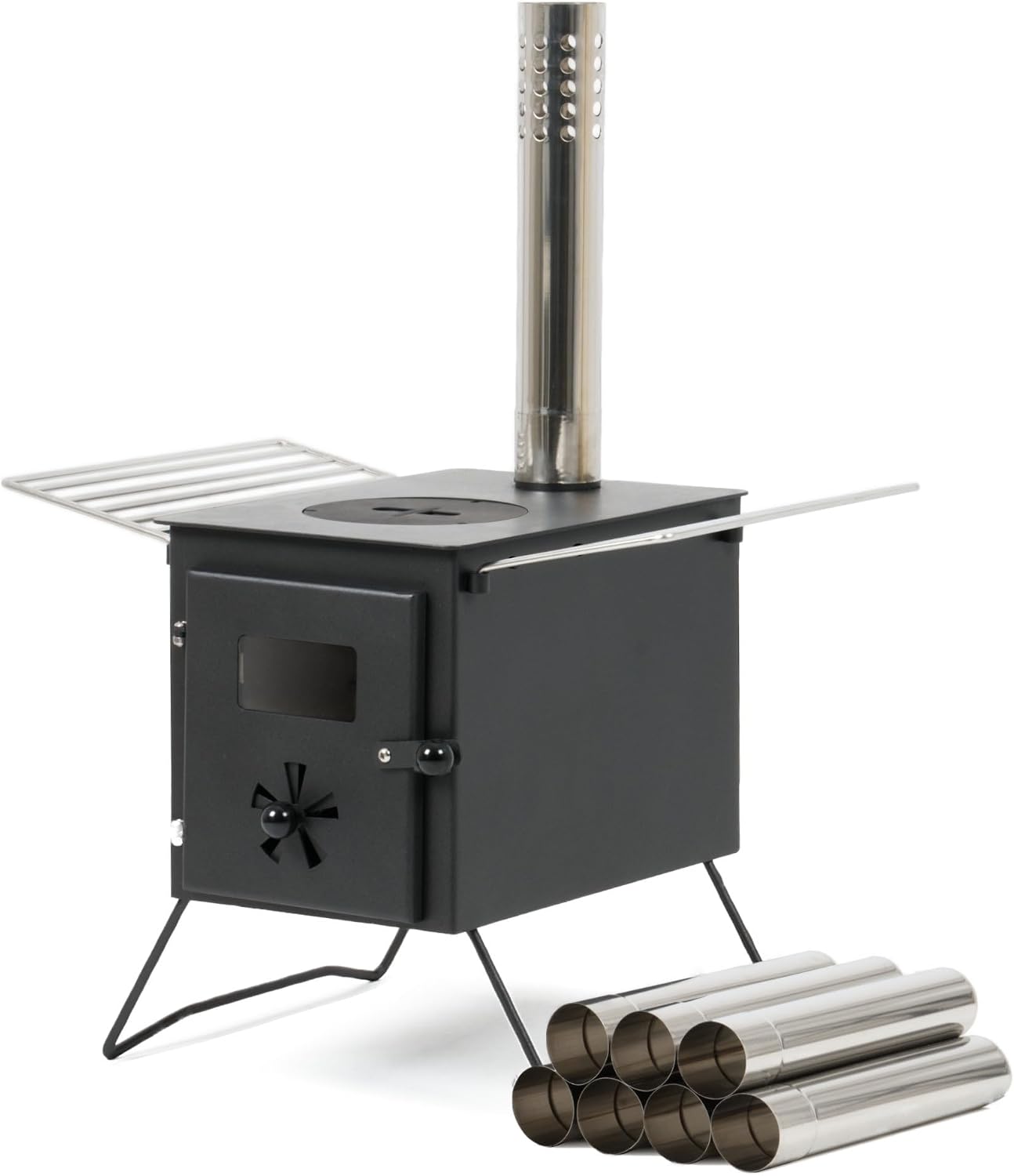 CampFeuer Poêle de tente | 54 x 40 x 259,5 cm | noir | Poêle à bois portable pour le camping, l'extérieur, la tente | Chauffage de tente camping, Réchaud de tente bois, Tent Stove