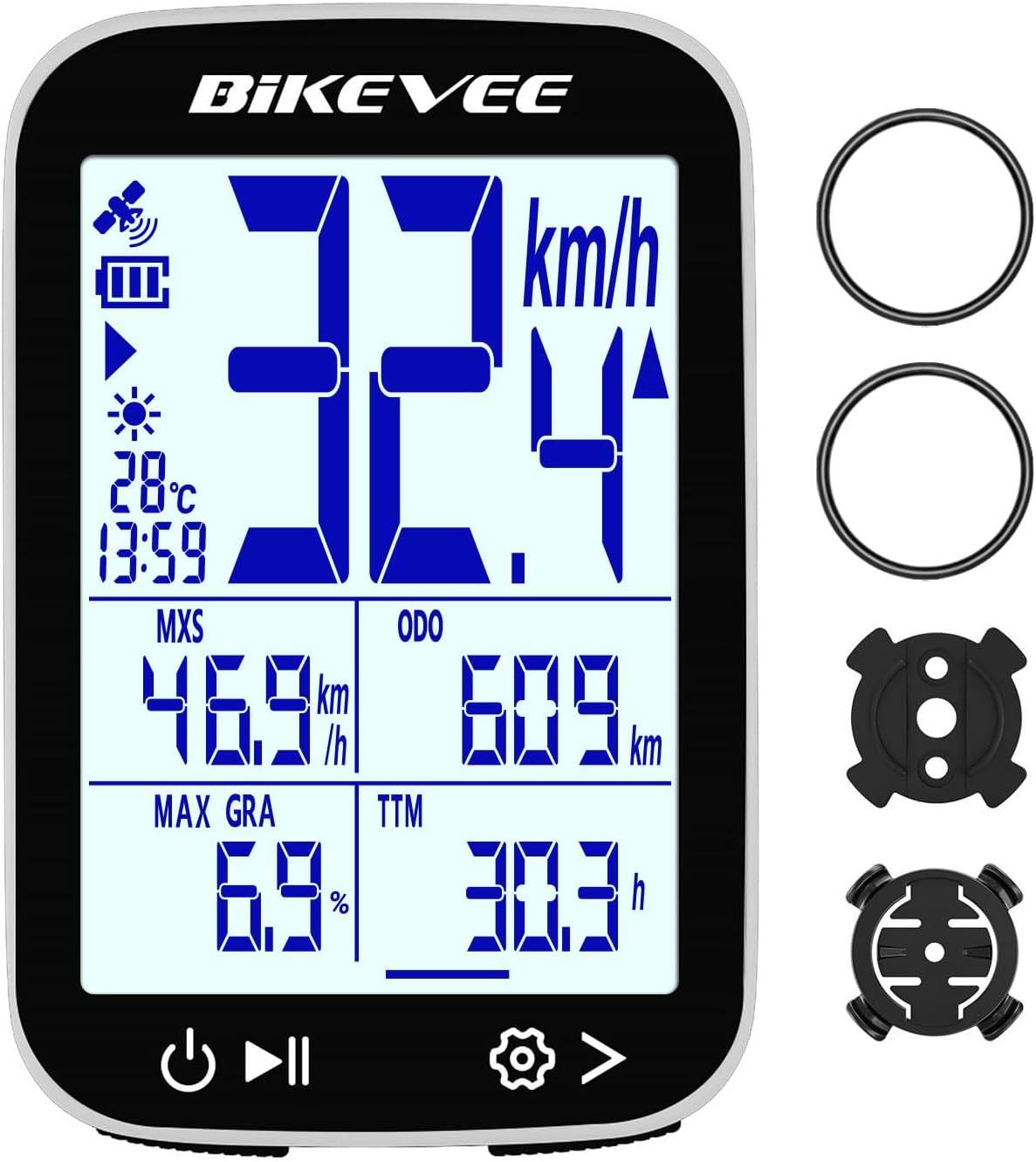 Compteur Velo GPS sans Fil, Écran FSTN 2,4", IPX7, Auto Start Stop