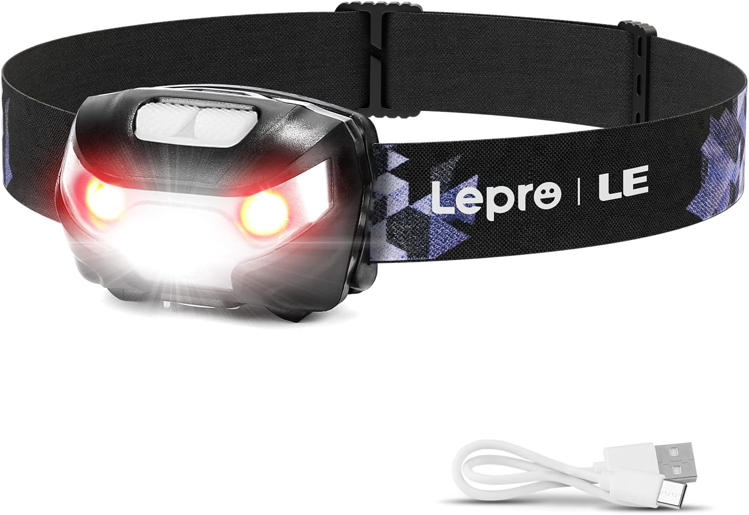 Lepro Lampe Frontale LED Rechargeable 1300 Lux Super Lumineux 5 Modes