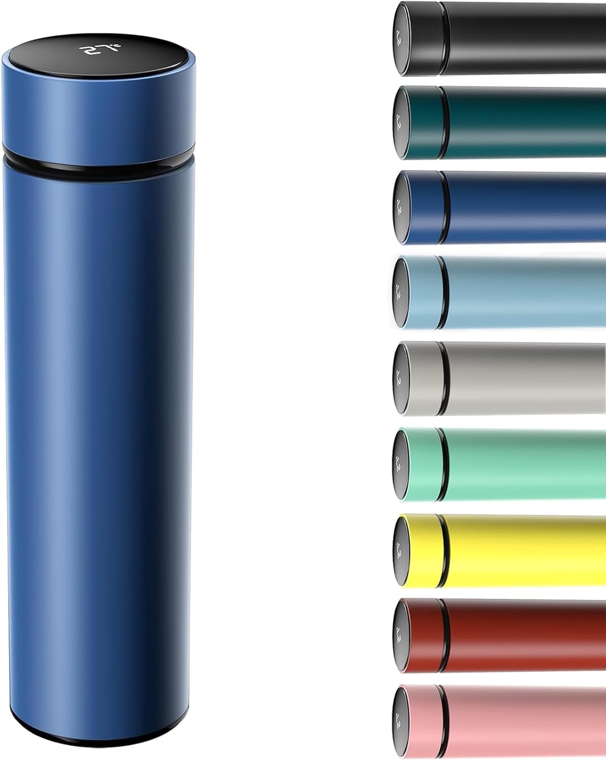 Homealexa Bouteille Isotherme en Acier Inoxydable 500ML, Bouteille Isotherme sous Vide avec Affichage de la Température Intelligent Température à Ecran LED Bleu