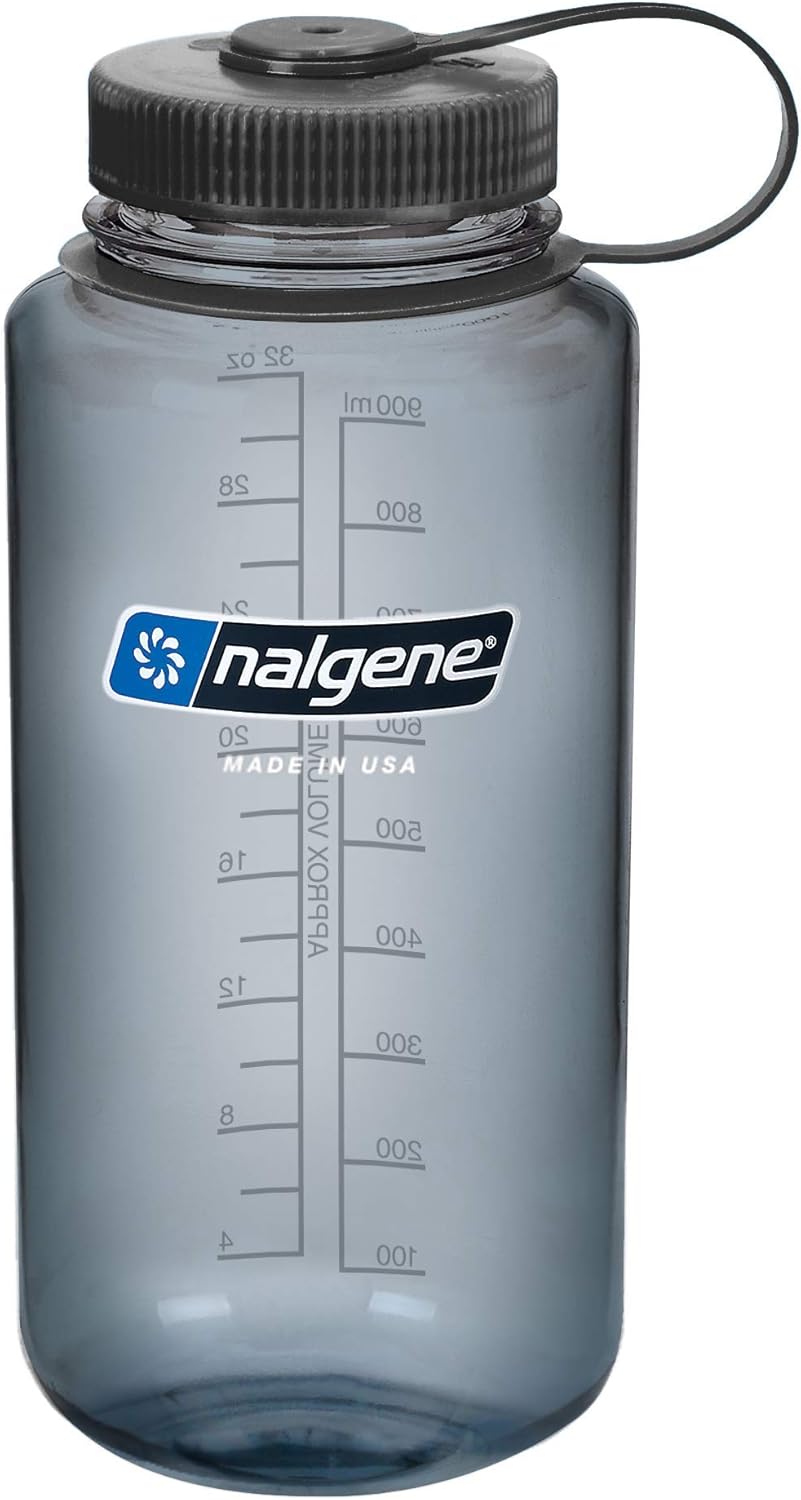 Nalgene Tritan sans BPA Large Bouteille d'eau à la Bouche, 32 Oz, Gris avec Couvercle Noir