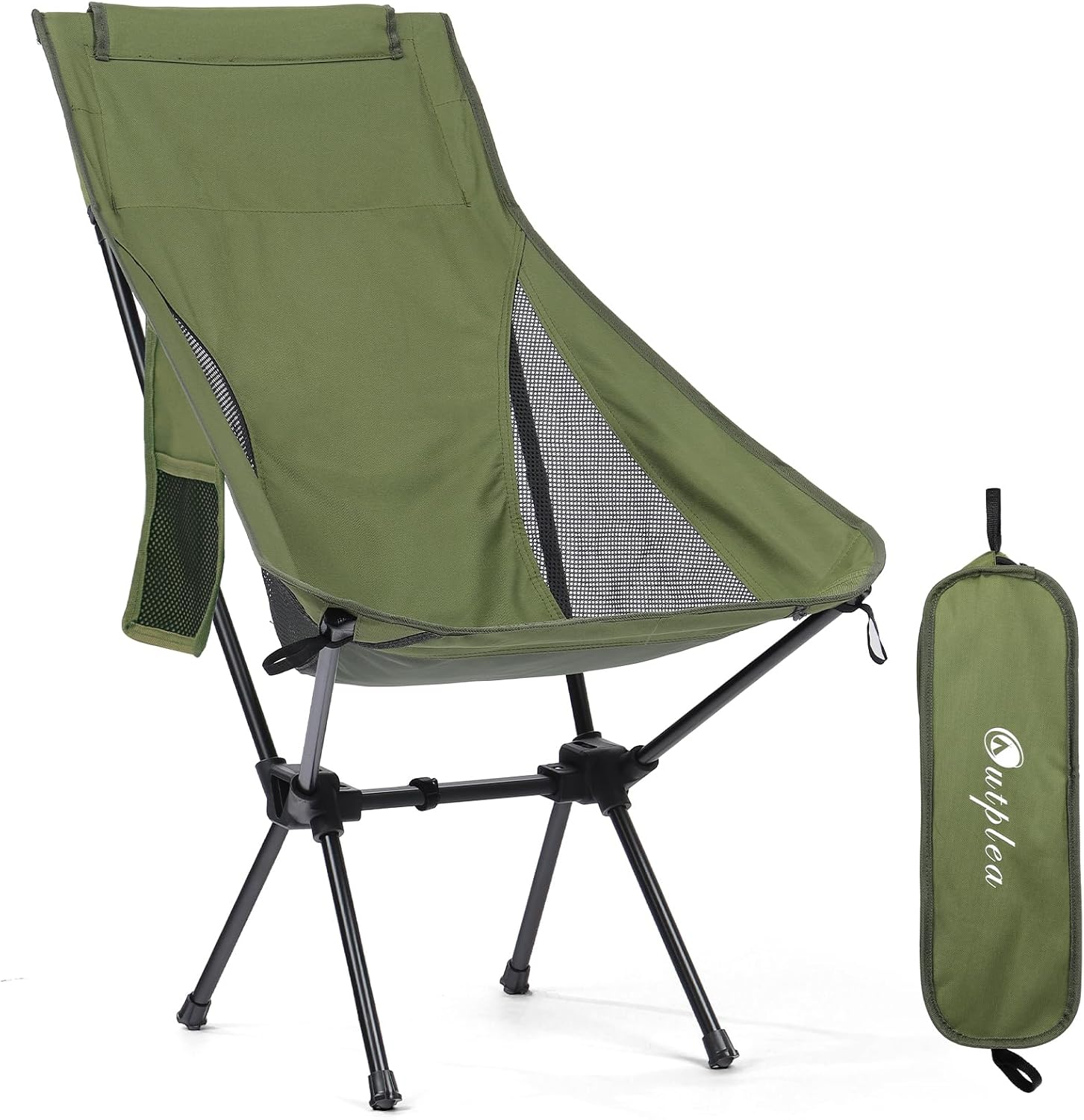 Chaise Pliante Camping Confortable Légère, Chaise de Plage Pliable Haut, Siege Camping Pliable Portable de Exterieur Randonnée Peche Jardin Barbecue, Vert