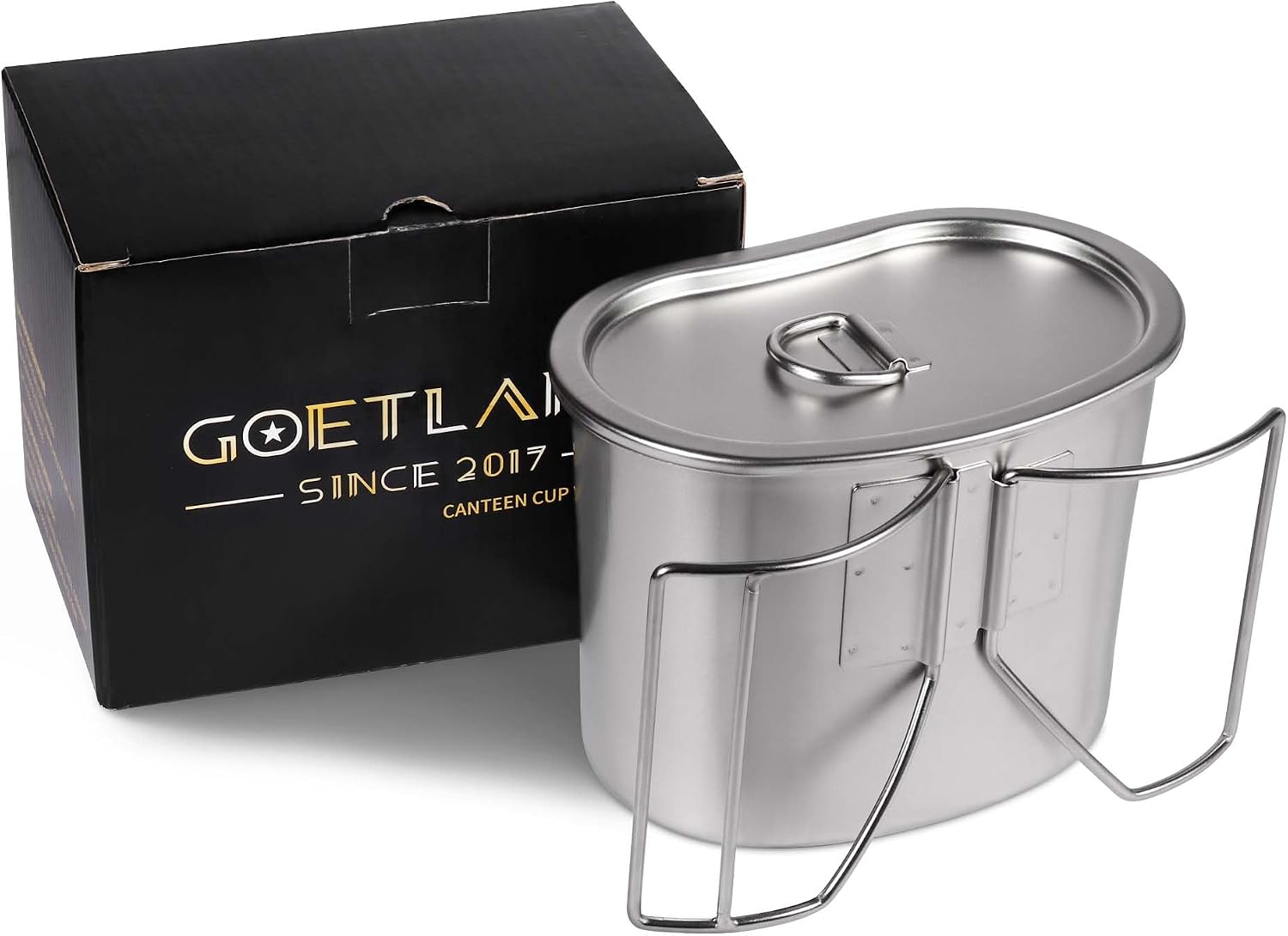 Goetland Gourde Militaire Américain 304 Inox Armée Américaine Tasse Quart Militaire 800 ml avec Couvercle Camping Quart Accessoires