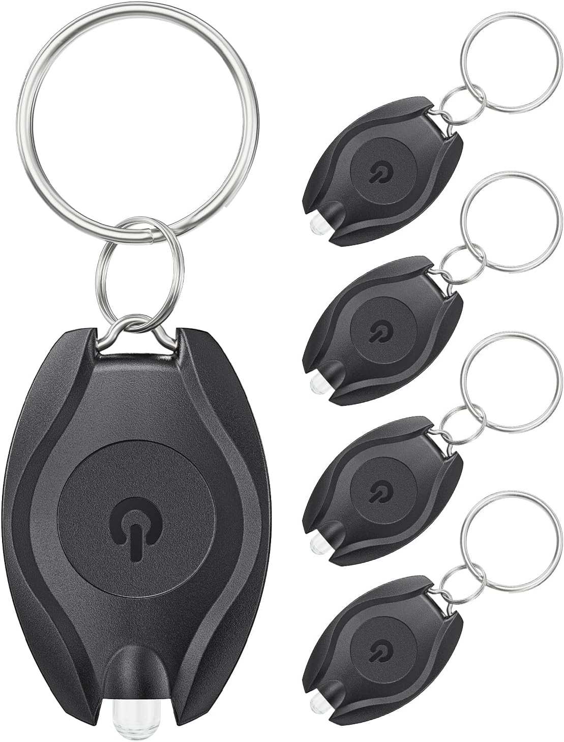 Pawfly Lot de 5 Mini Lampe Porte Clés LED 14 Lumen Portable Ultra Lumineux Batterie Alimentée Torche Porte Clé pour l'Extérieur Camping Fête Randonnée et Eclairage d'Urgence