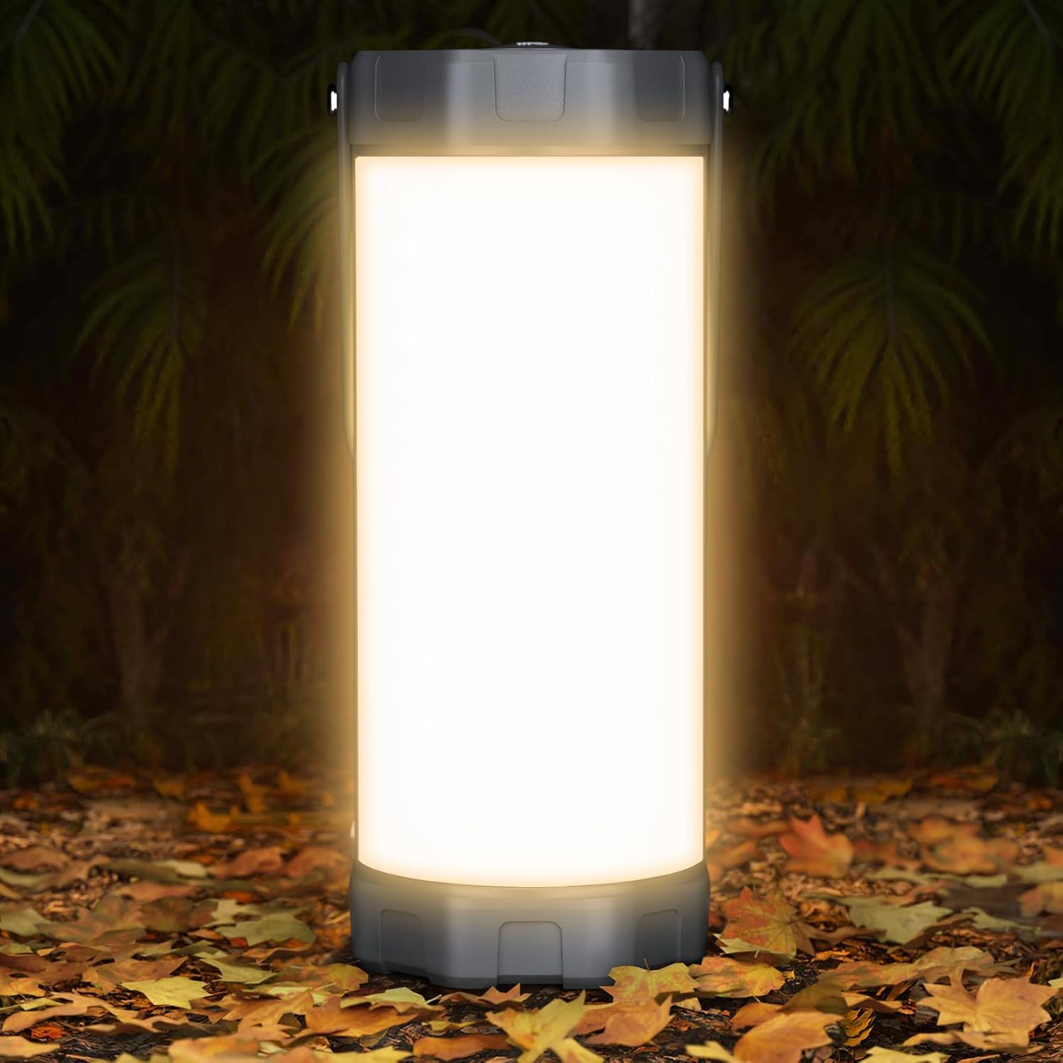 Glocusent Lampe Camping Rechargeable 106 LED 1200LM – 5 Modes (dont SOS), IP68 Étanche, Autonomie 80h – Compacte pour Randonnée, Urgence Coupure/Ouragan (Gris)