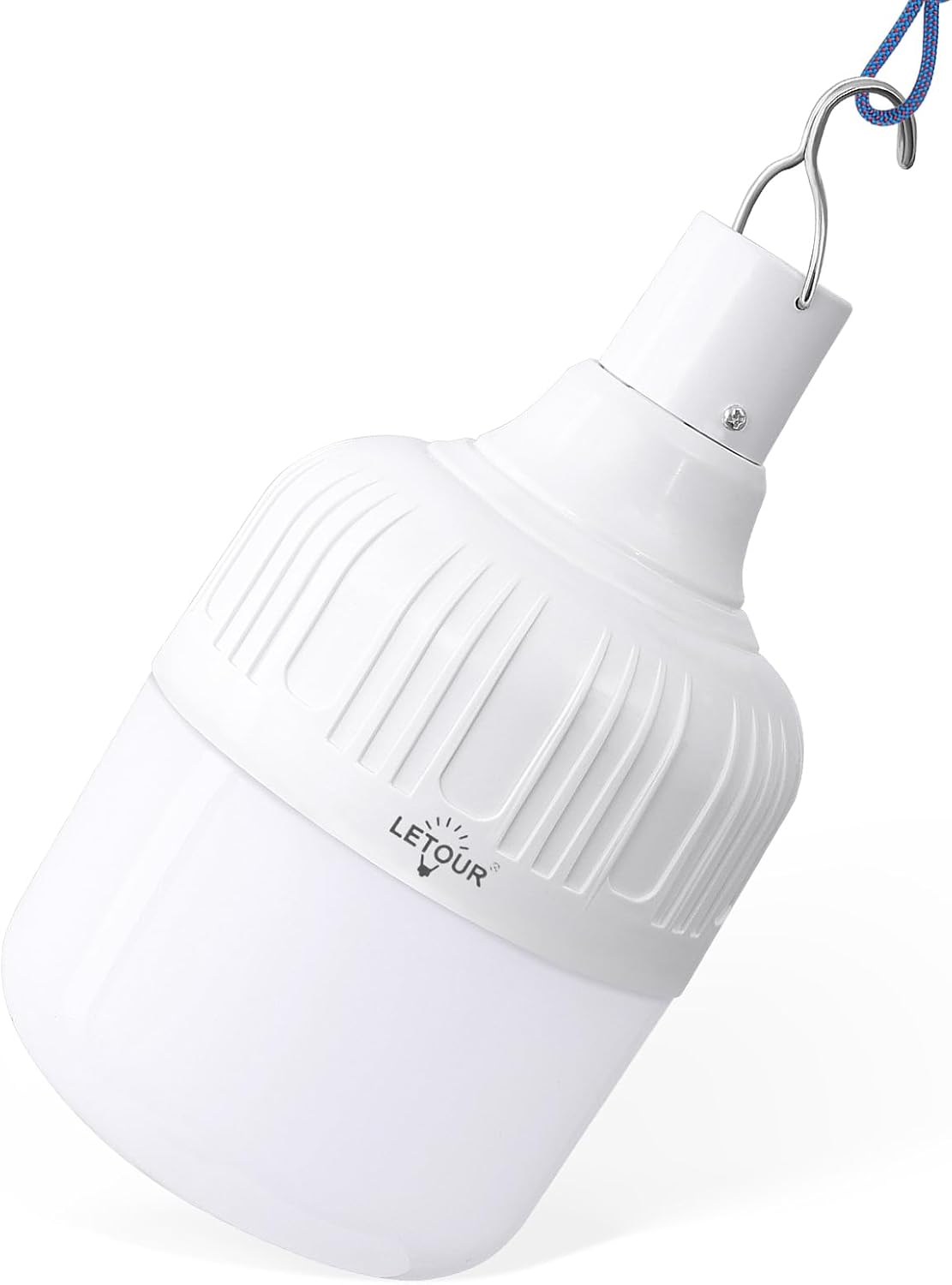 LETOUR Lampe de Camping Rechargeable 5000 Lumens, 5 Modes de Lumière Réglable Portable et Super Lumineuse Lot de 2 Lampe Camping Lanterne de Camping pour Randonnée et Urgence