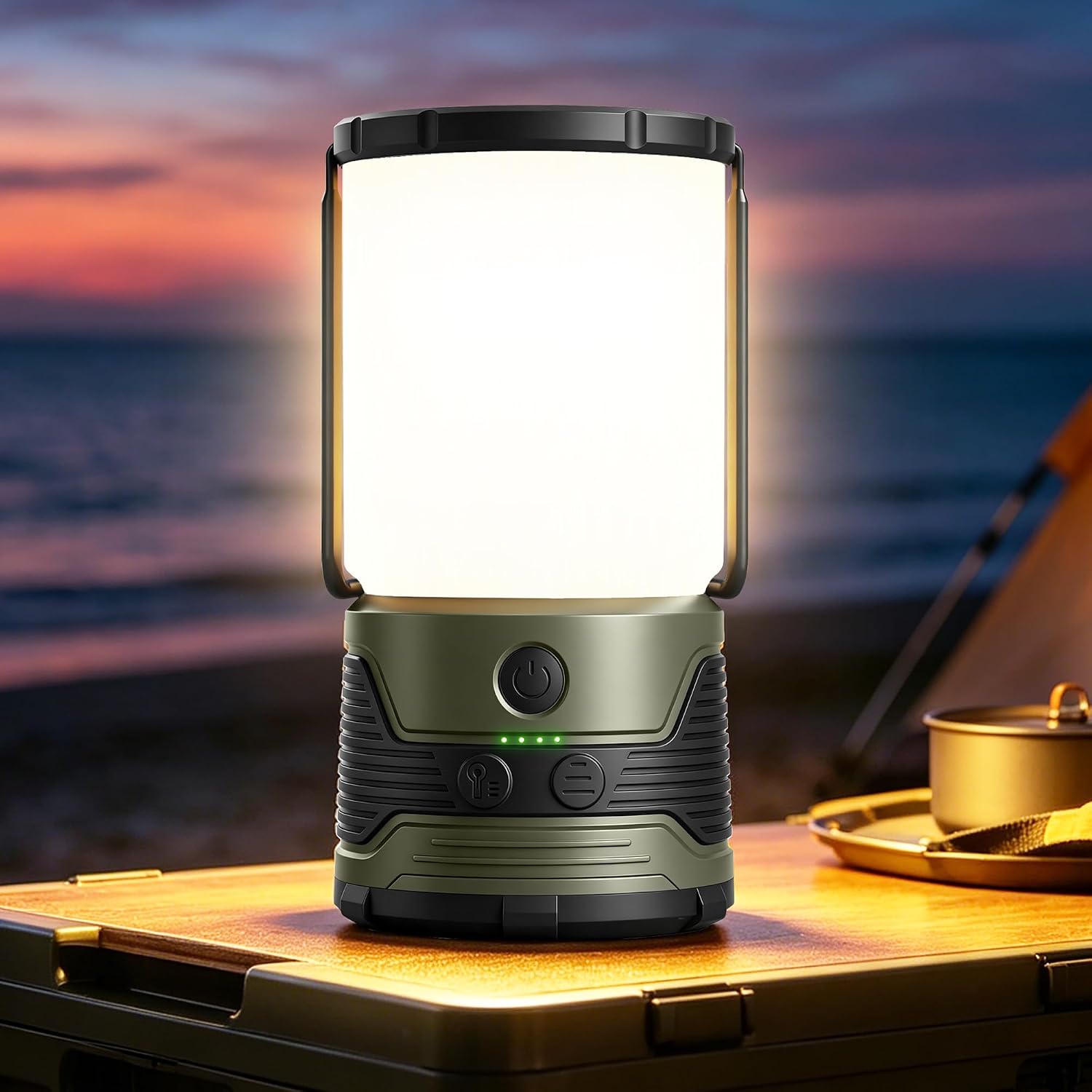 Glocusent Lampe Camping Rechargeable, 1200LM 130 Hrs Batterie, USB-C, SOS